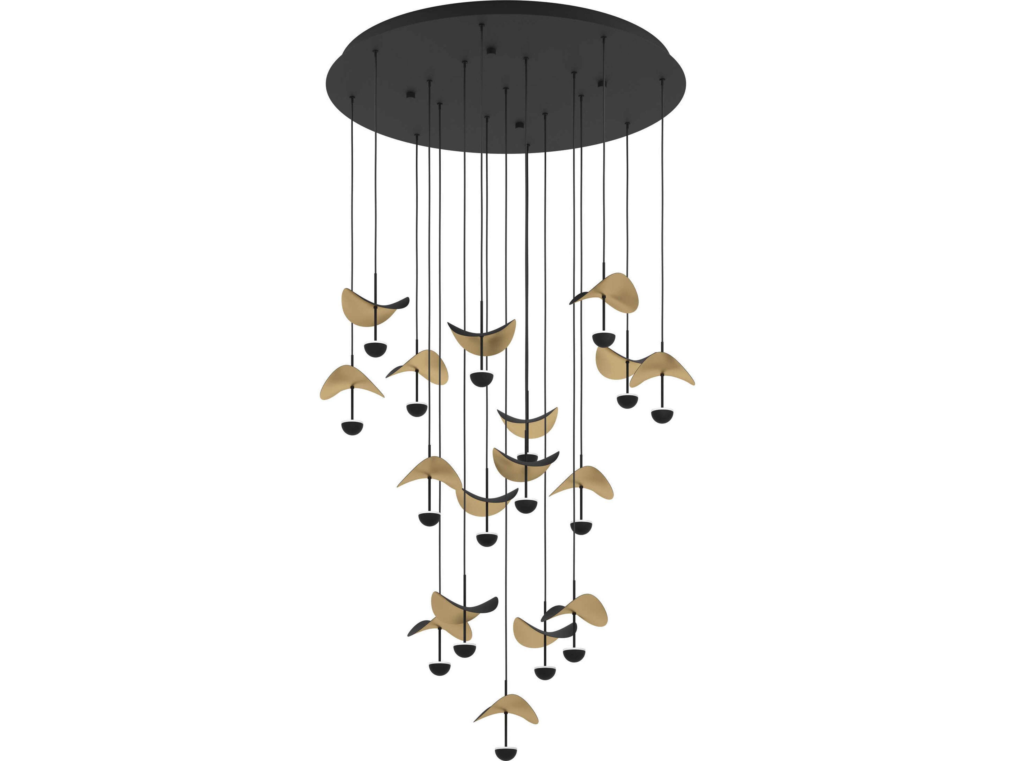 Eglo Dracera 17-Light Black Gold Leaf Geometric Pendant
