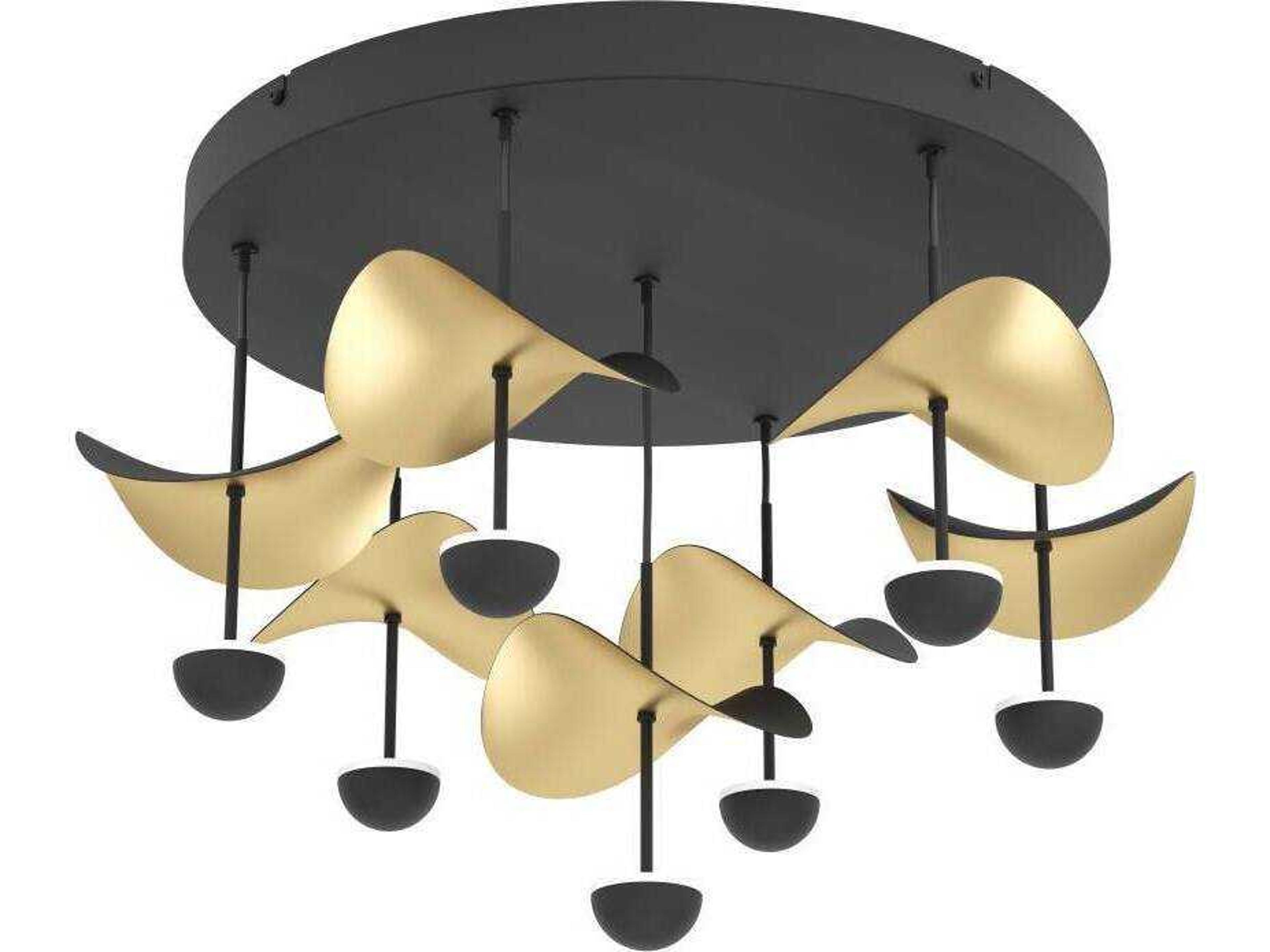 Eglo Dracera 7-Light Black Gold Leaf Semi Flush Mount