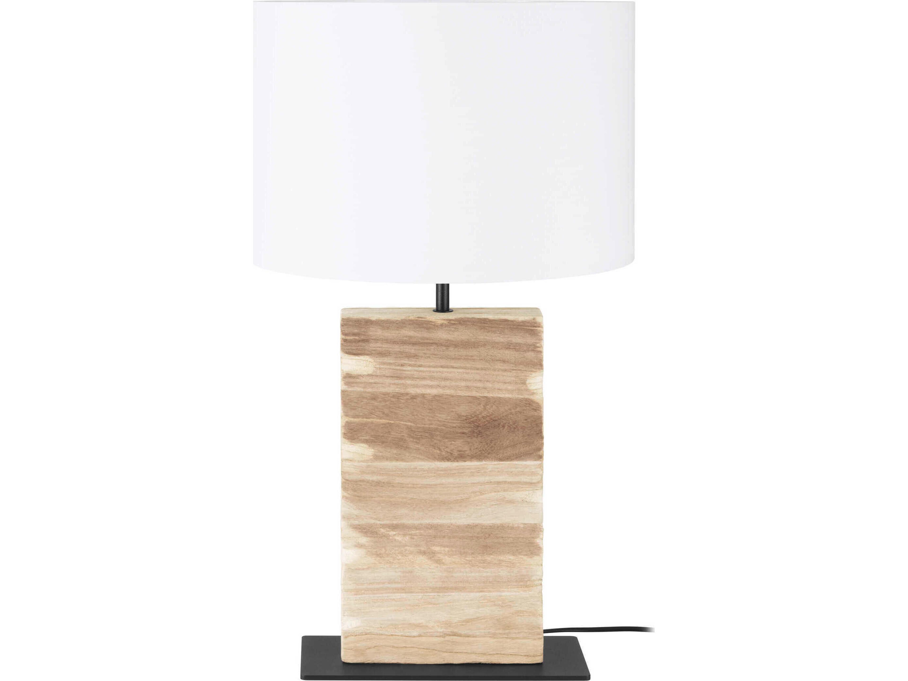 Eglo Contessore Black Wood White Fabric Brown Table Lamp