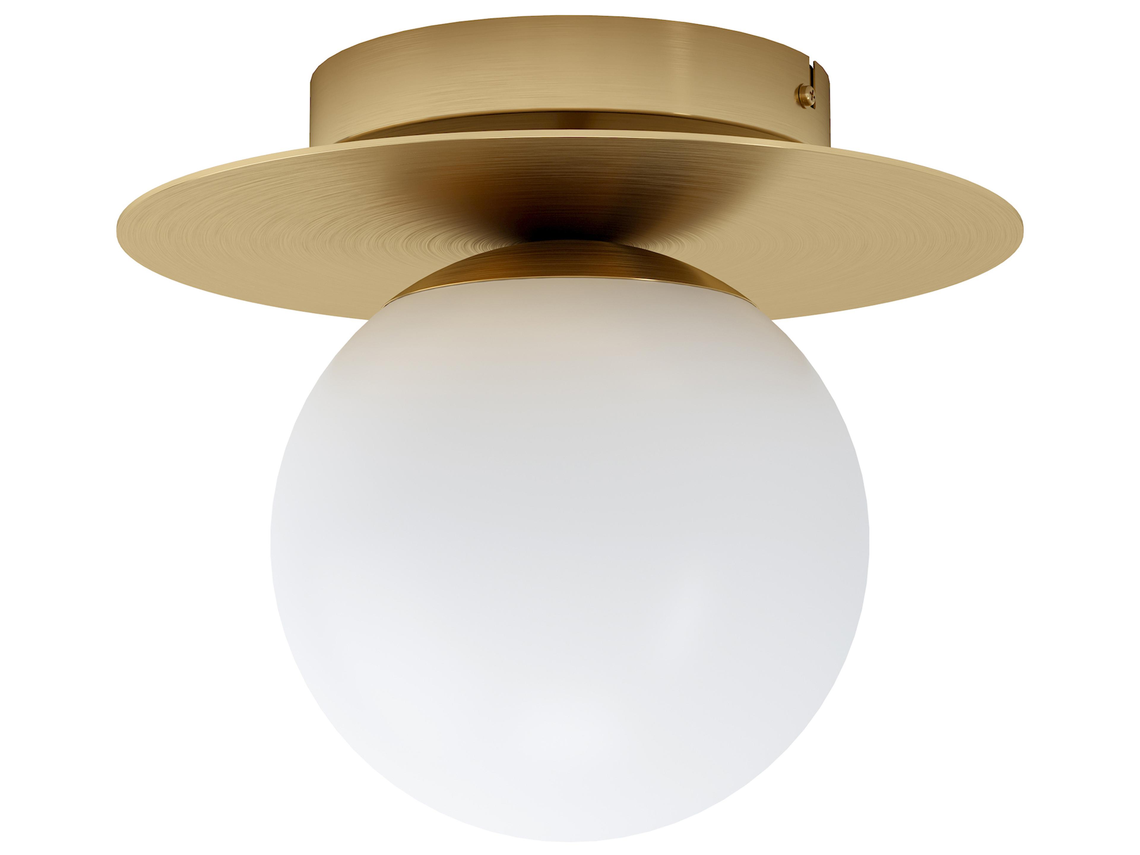 Eglo Arenales 1-Light Brushed Brass White Globe Flush Mount