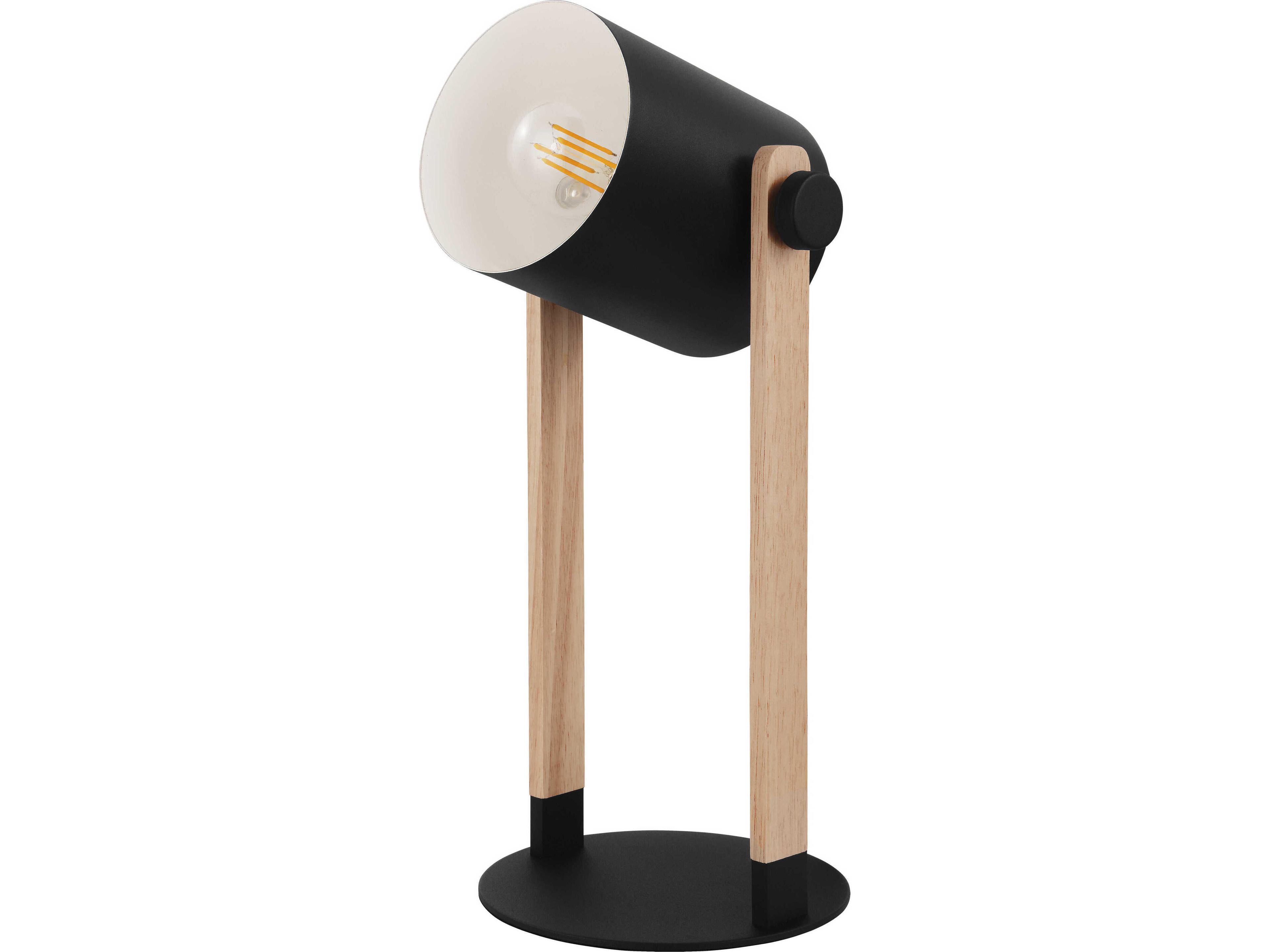 Eglo Hornwood Black Natural Wood White Metal Table Lamp