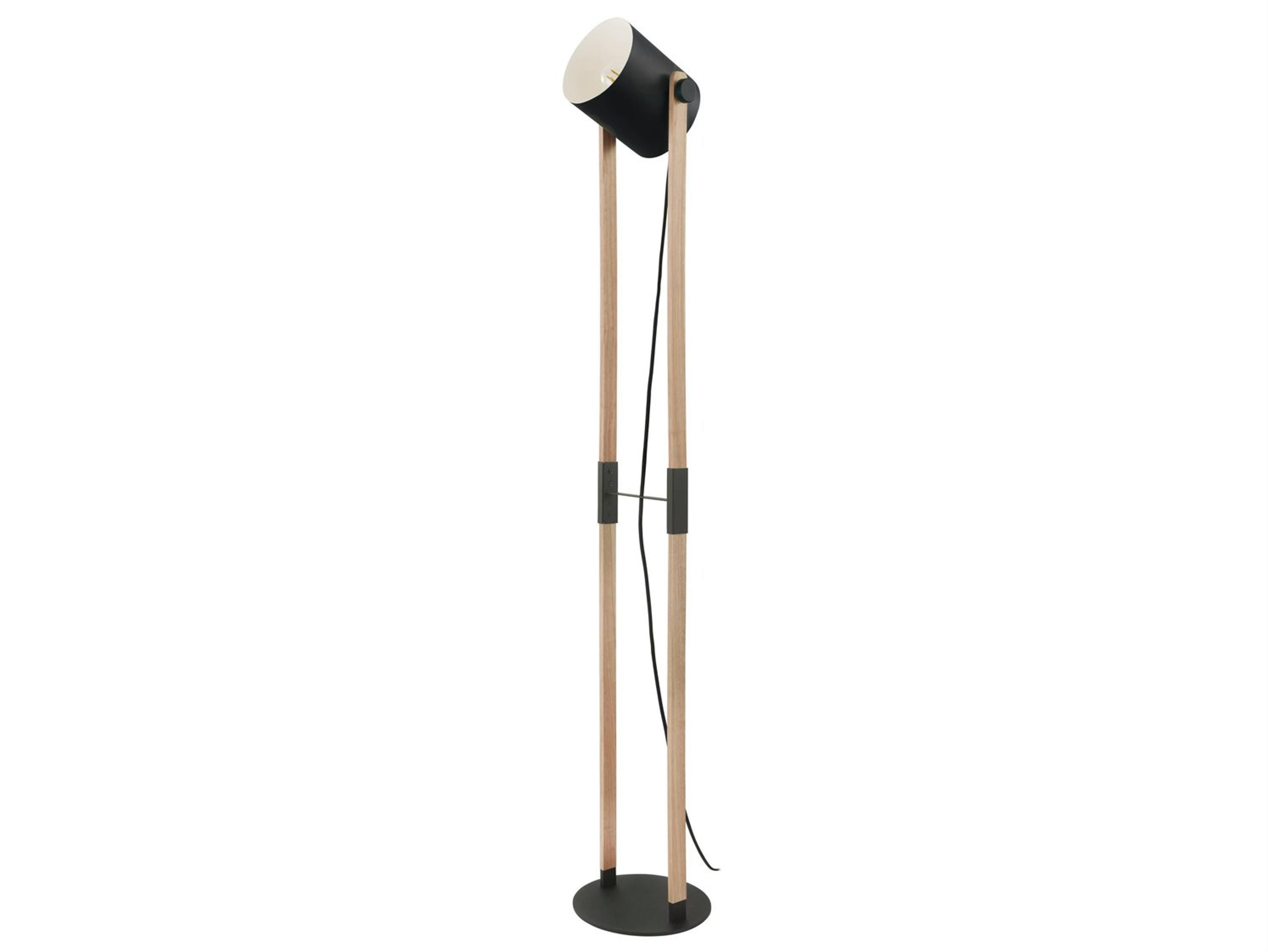 Eglo Hornwood Black Natural Wood White Metal Floor Lamp