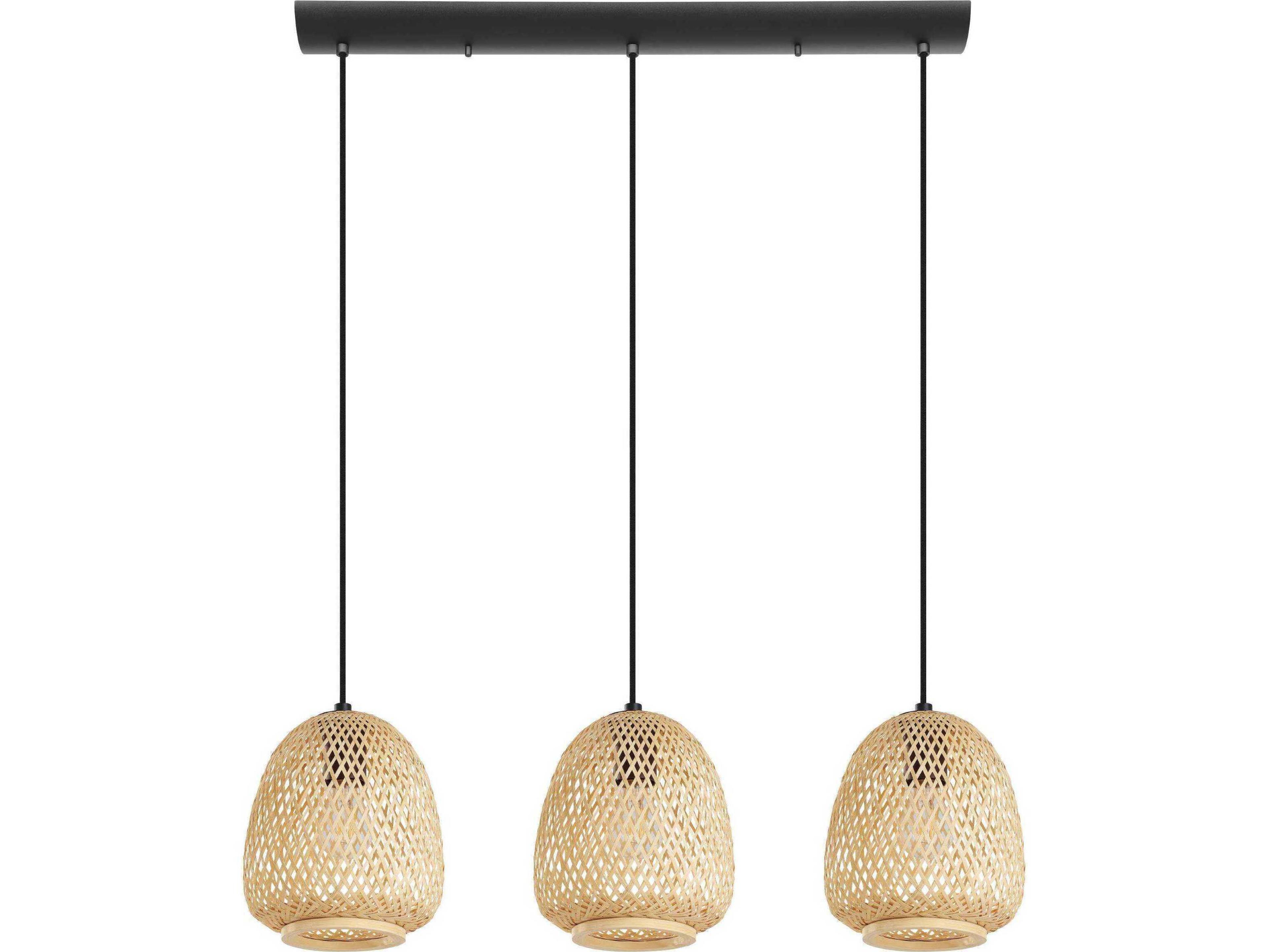 Eglo Dembleby 3-Light Black Brown Island Pendant