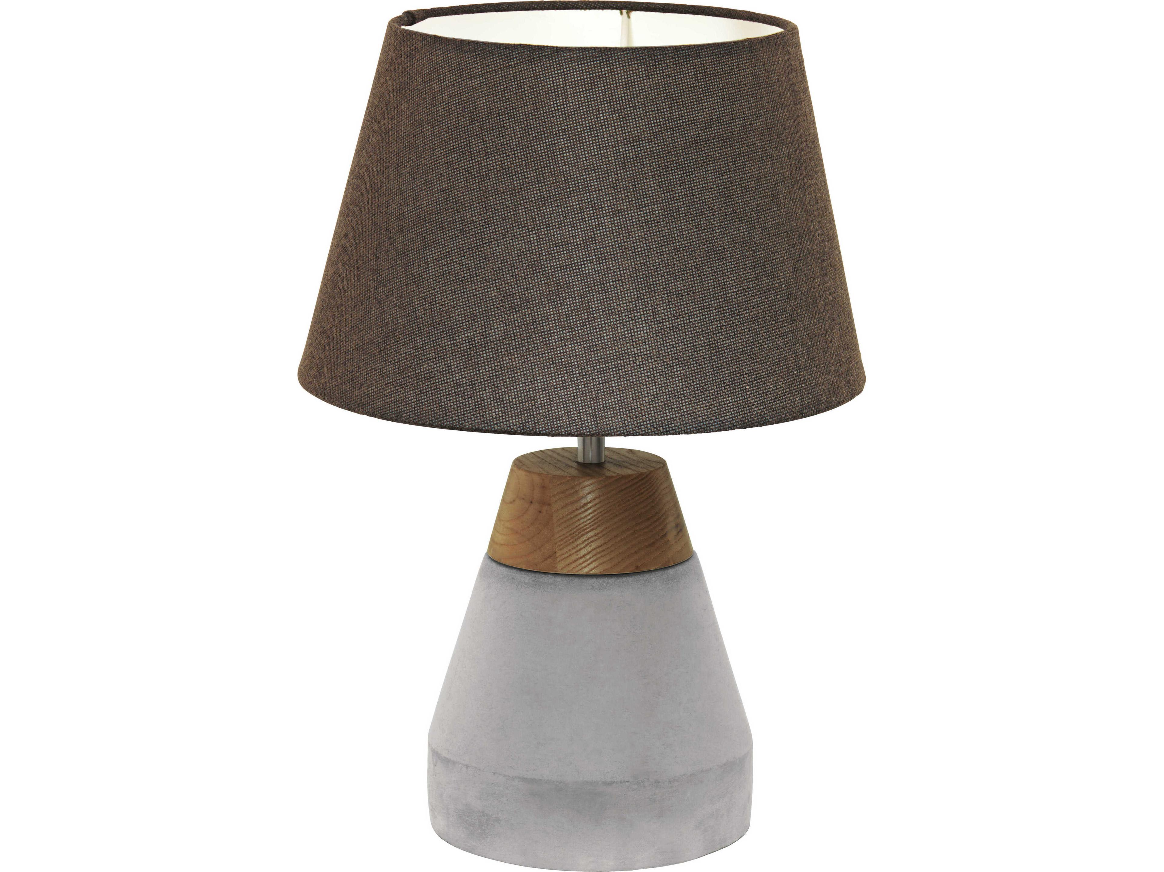 Eglo Tarega Black Concrete Effect Brown Fabric Gray Table Lamp