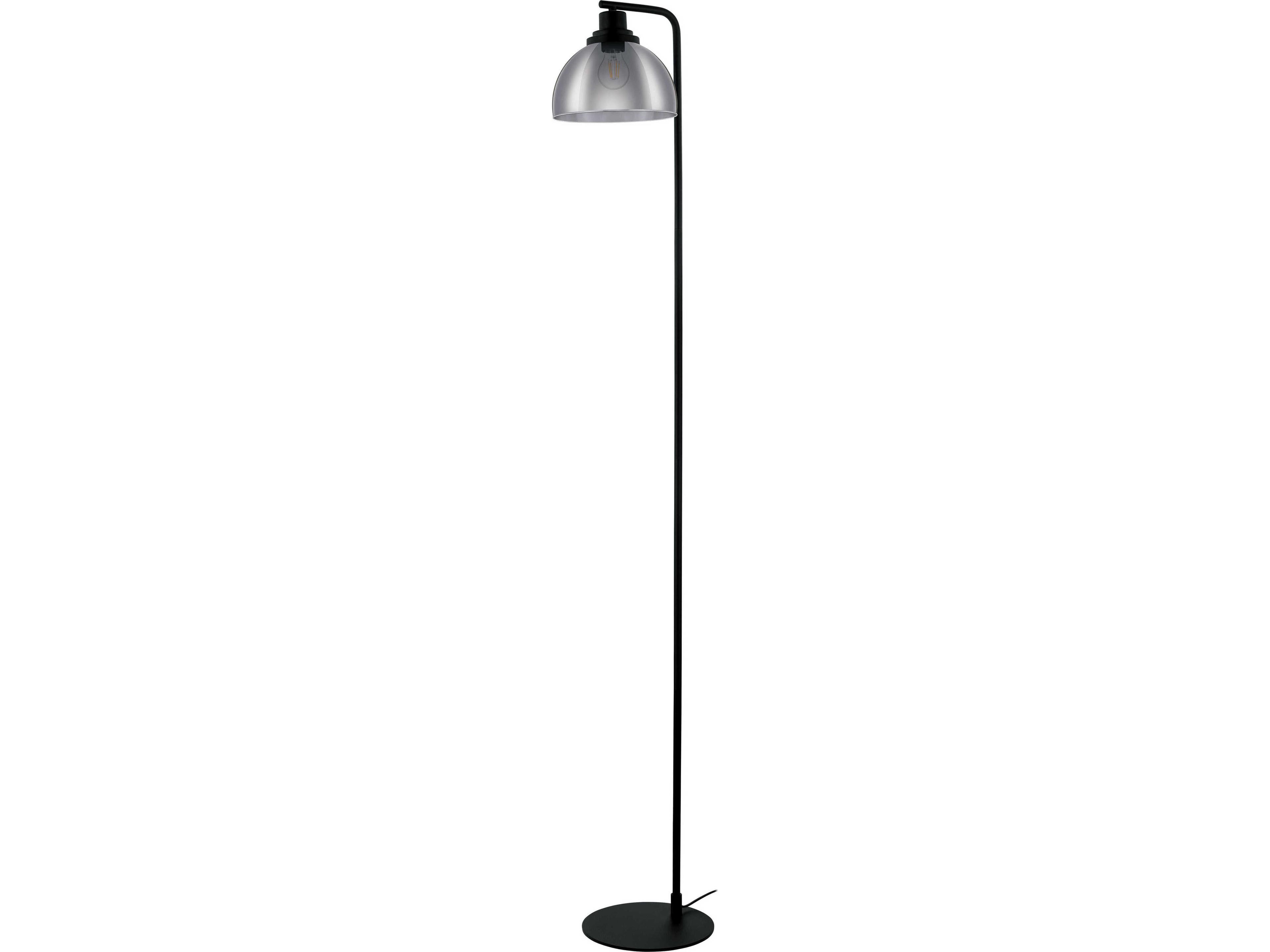 Eglo Belser Black Metallic Smoked Glass Floor Lamp