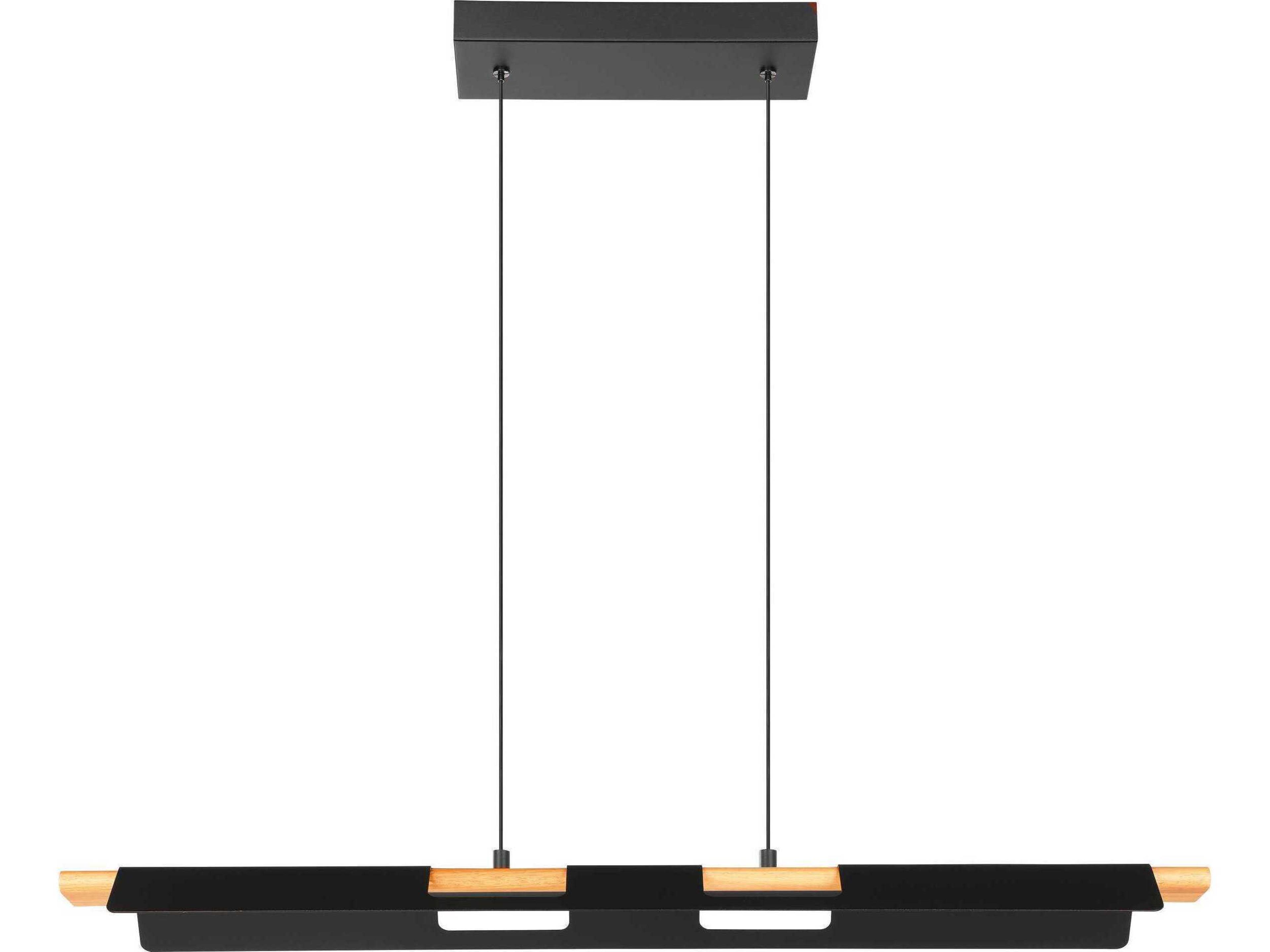 Eglo Ermua 1-Light Black Wood Linear Island Pendant