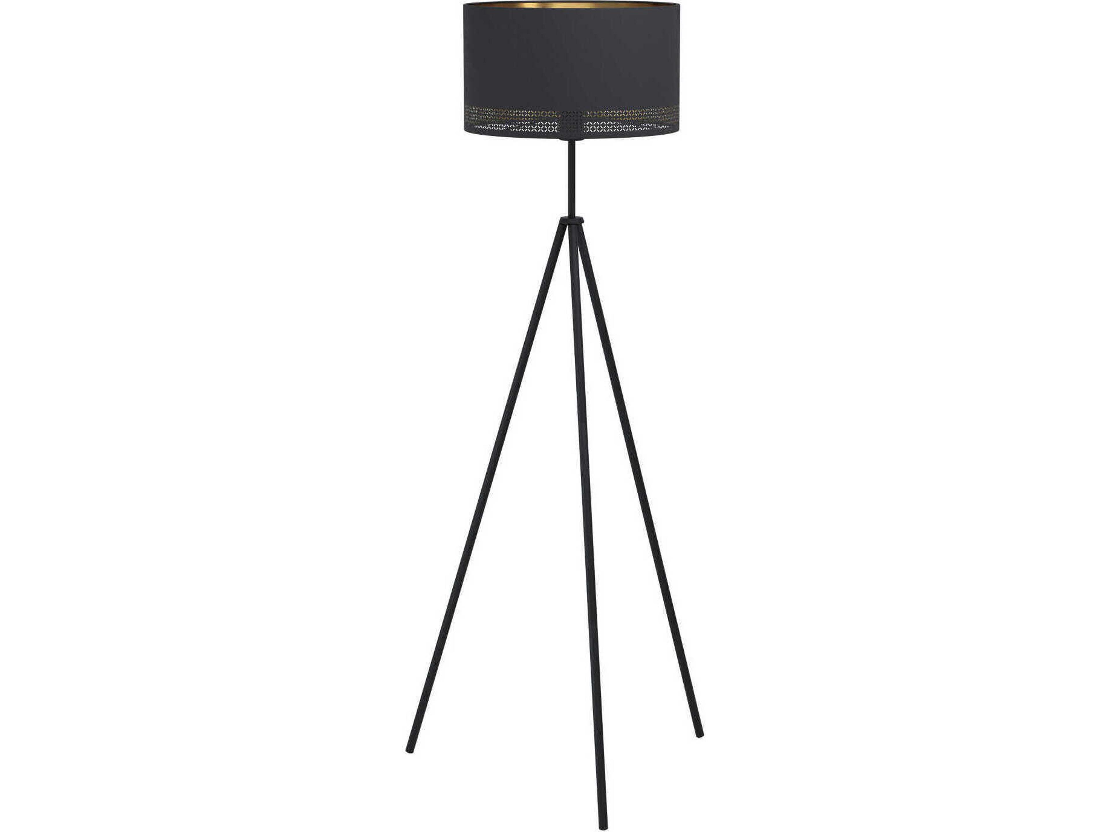 Eglo Esteperra Black Fabric Gold Foil Floor Lamp