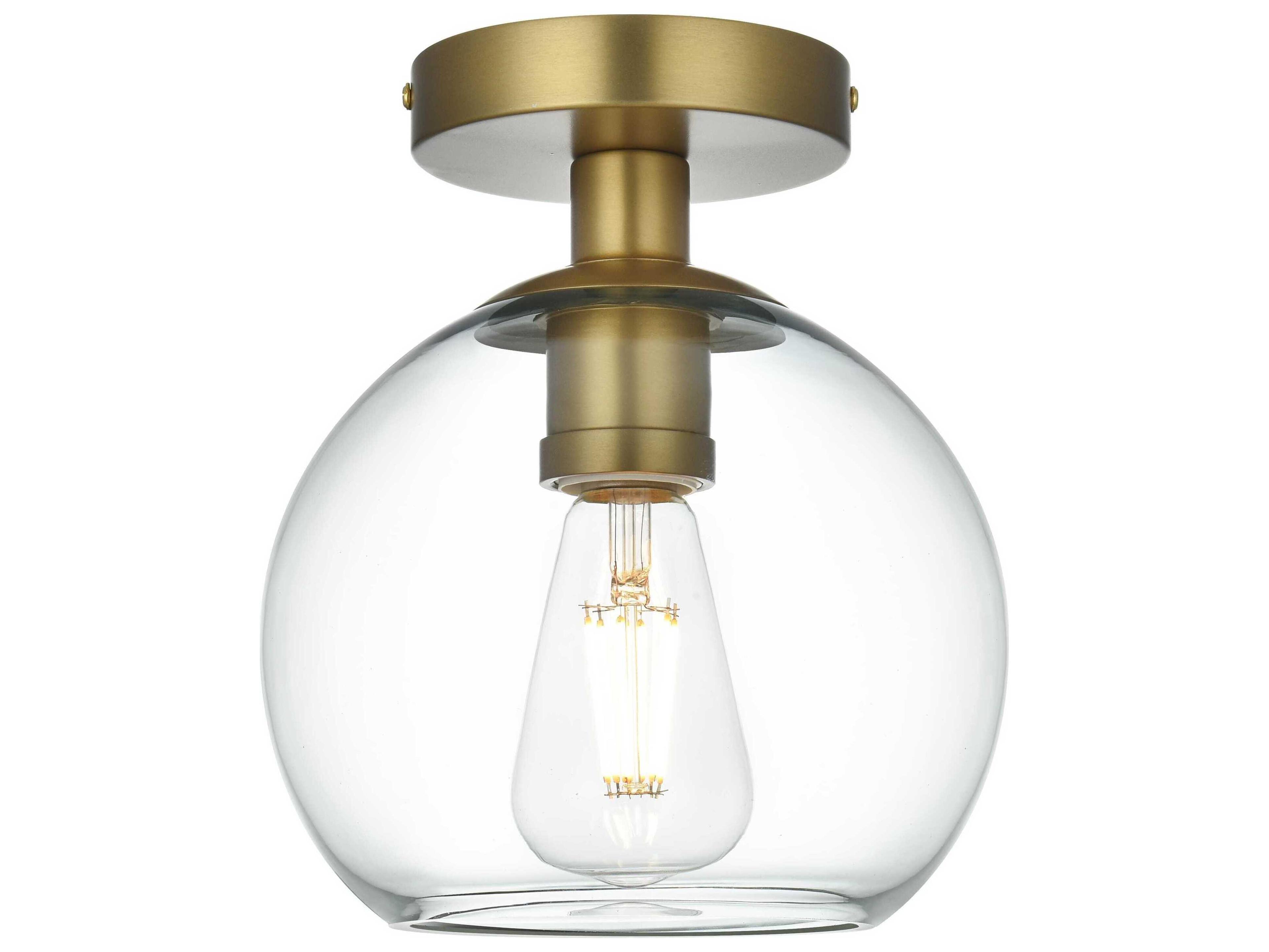 Elegant Lighting Baxter 1-Light Satin Gold Globe Semi Flush Mount