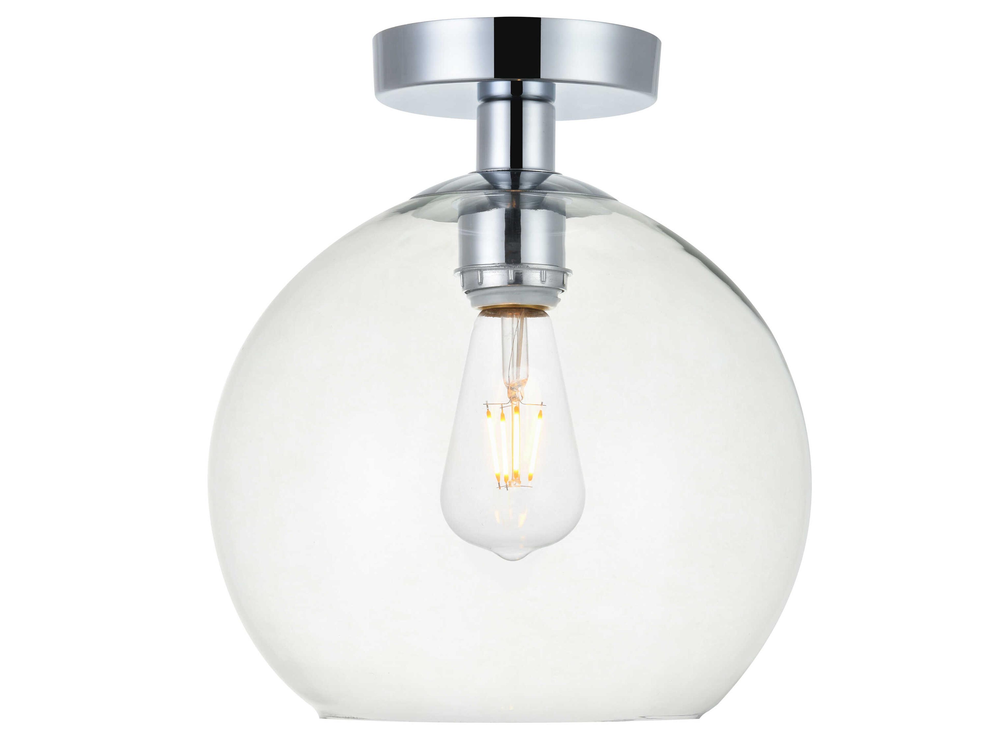 Elegant Lighting Baxter 1-Light Chrome Glass Globe Semi Flush Mount