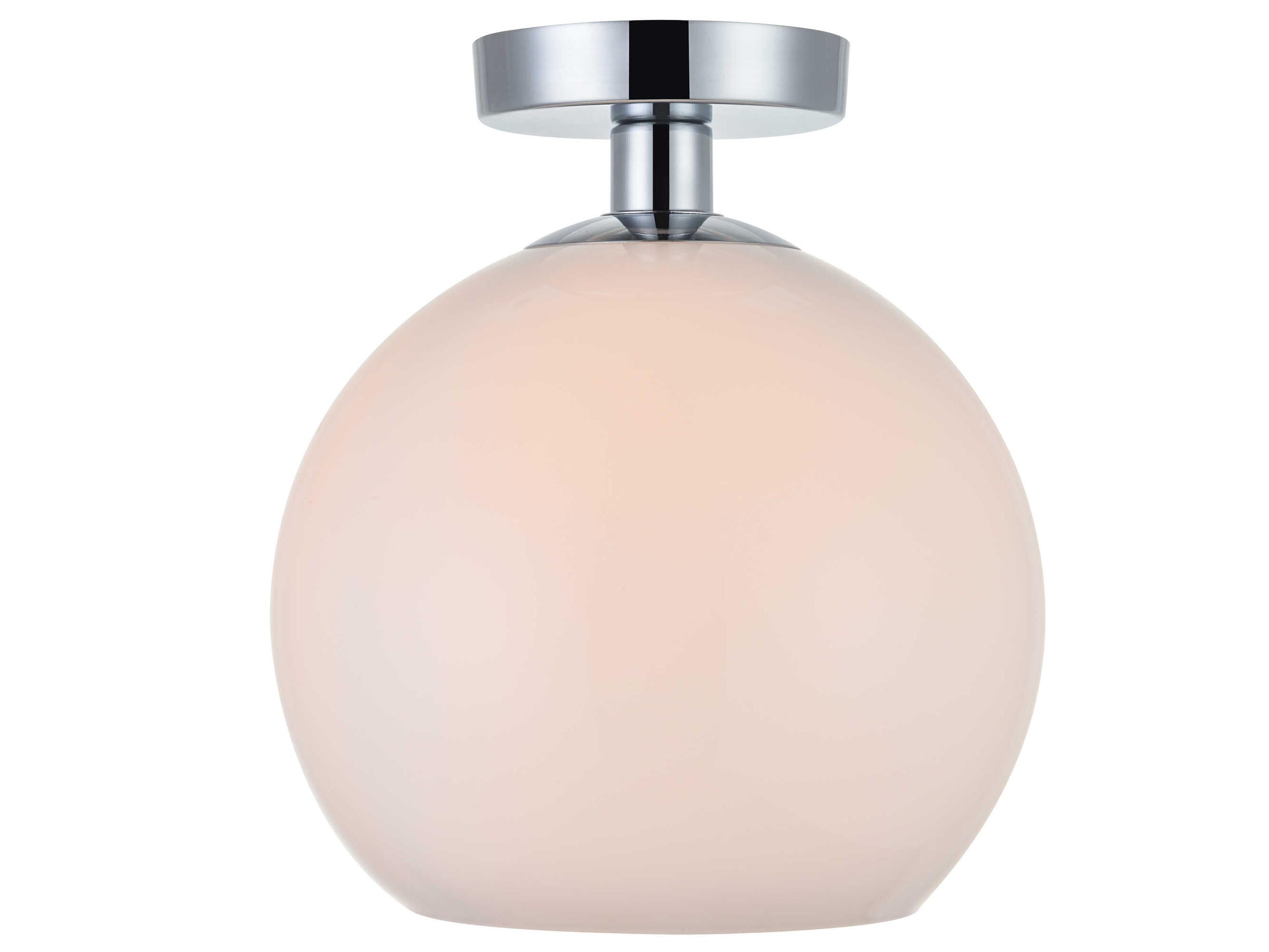 Elegant Lighting Baxter 1-Light Chrome Glass Globe Semi Flush Mount