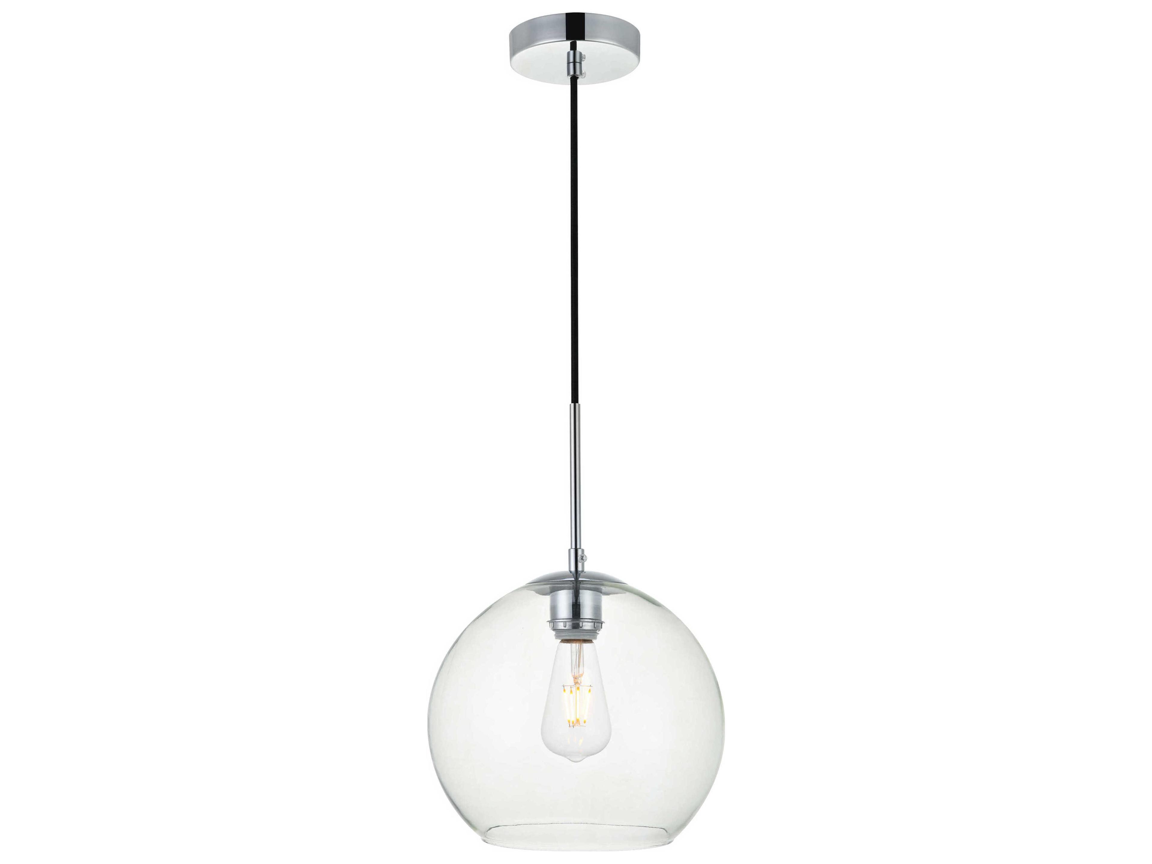 Elegant Lighting Baxter 1-Light Chrome Glass Globe Mini Pendant