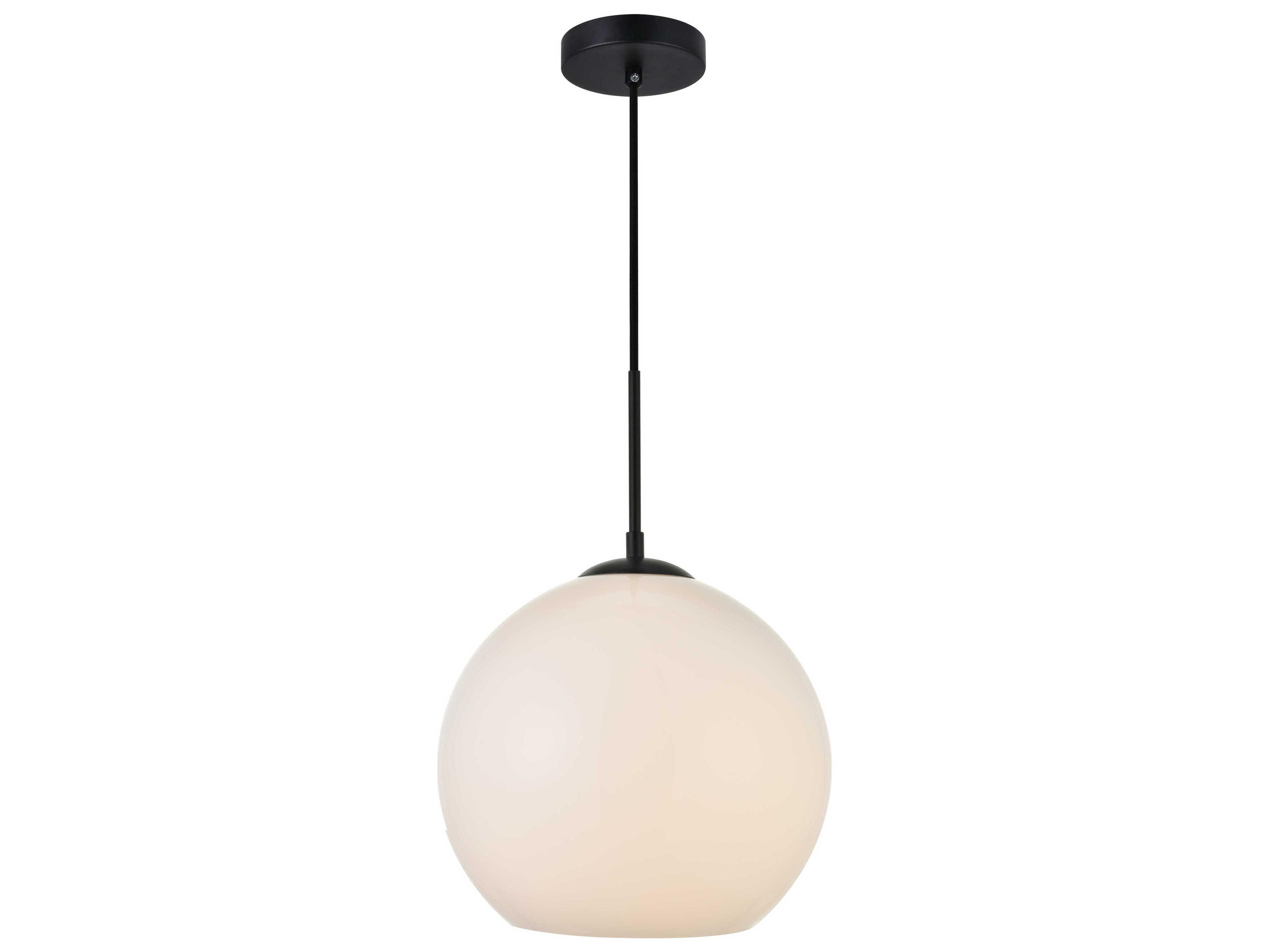 Elegant Lighting Baxter 1-Light Black And Frosted White Glass Globe Mini Pendant