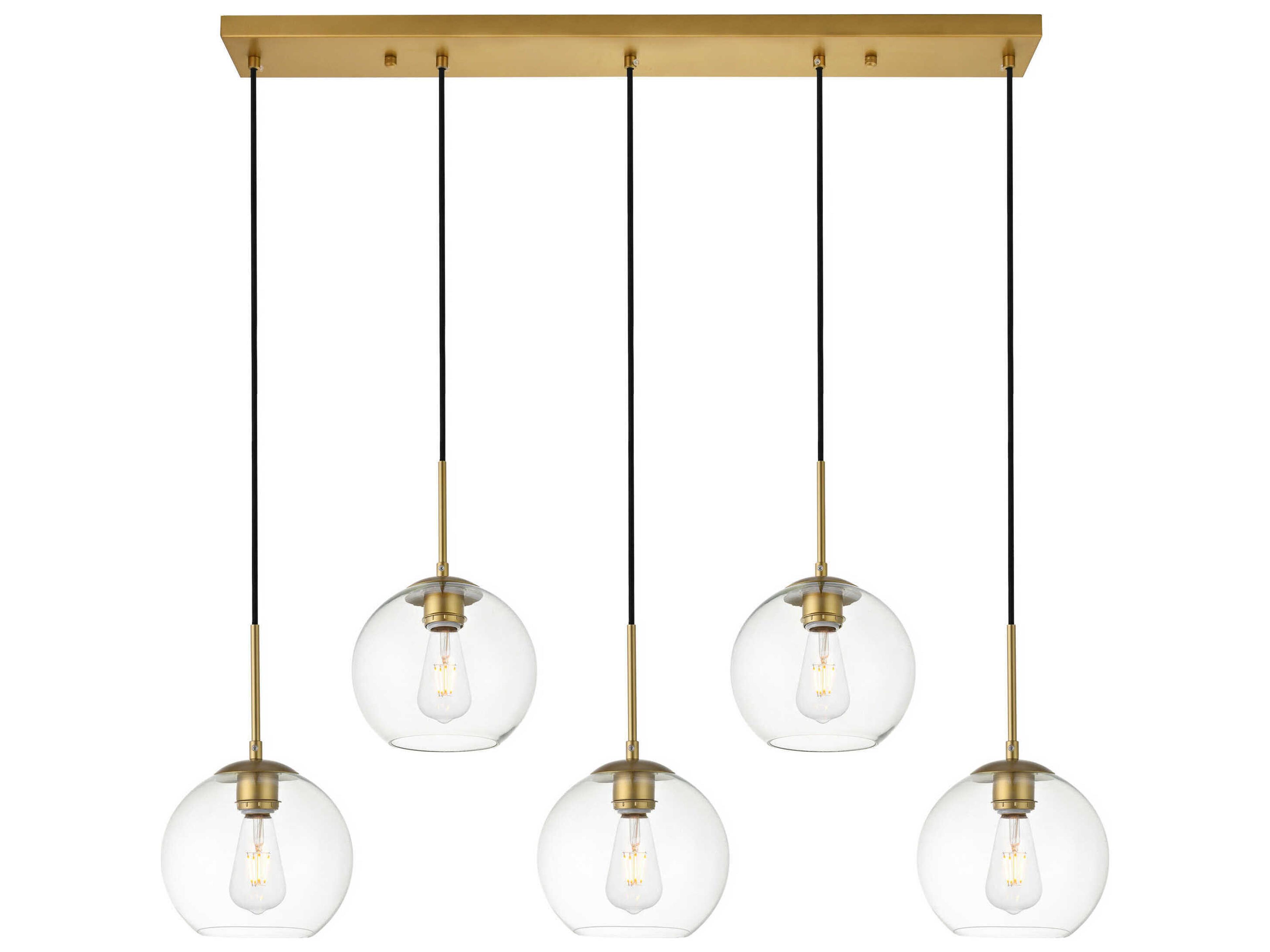 Elegant Lighting Baxter 5-Light Brass And Clear Glass Island Pendant