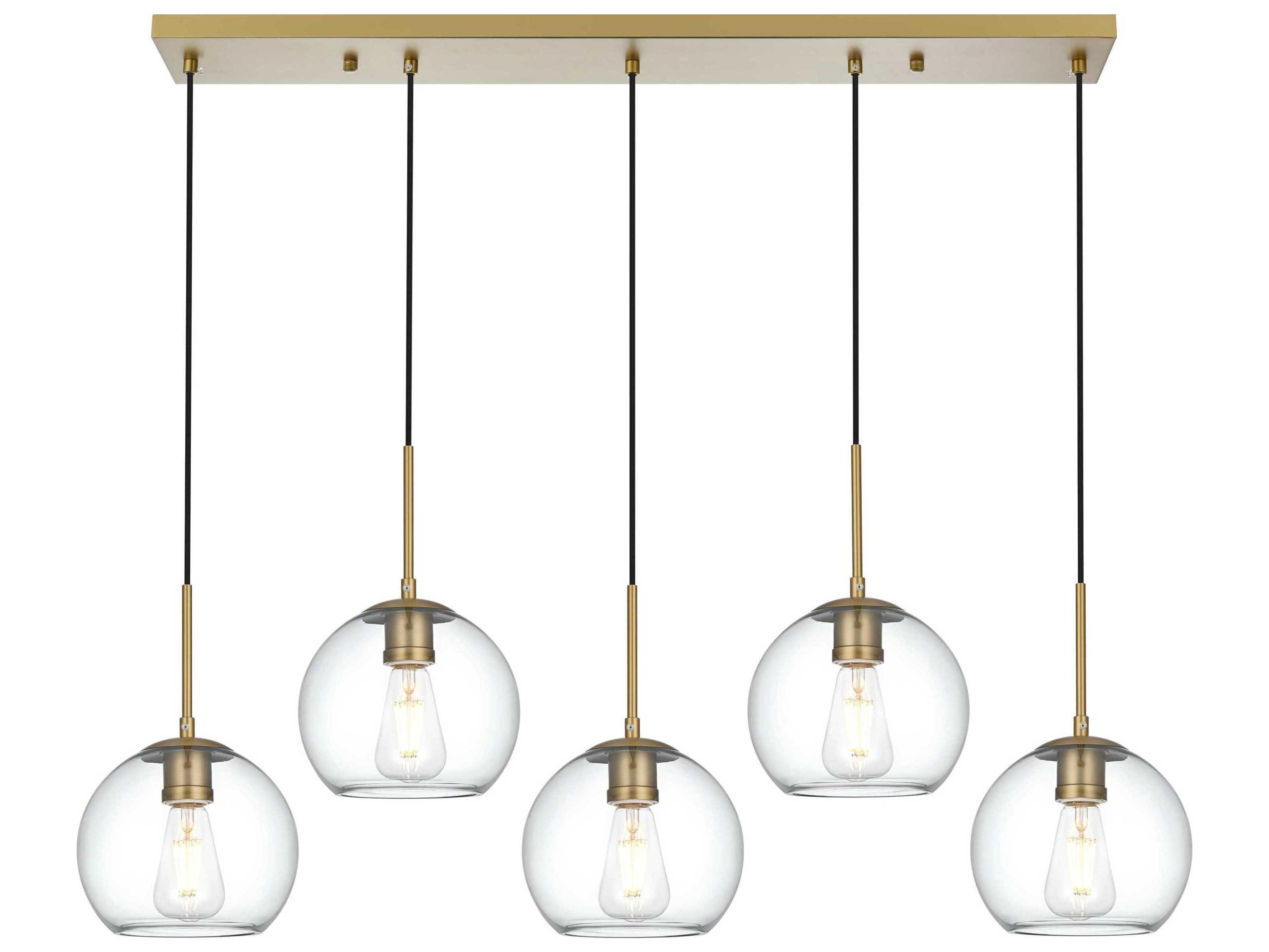 Elegant Lighting Baxter 5-Light Satin Gold Globe Island Pendant