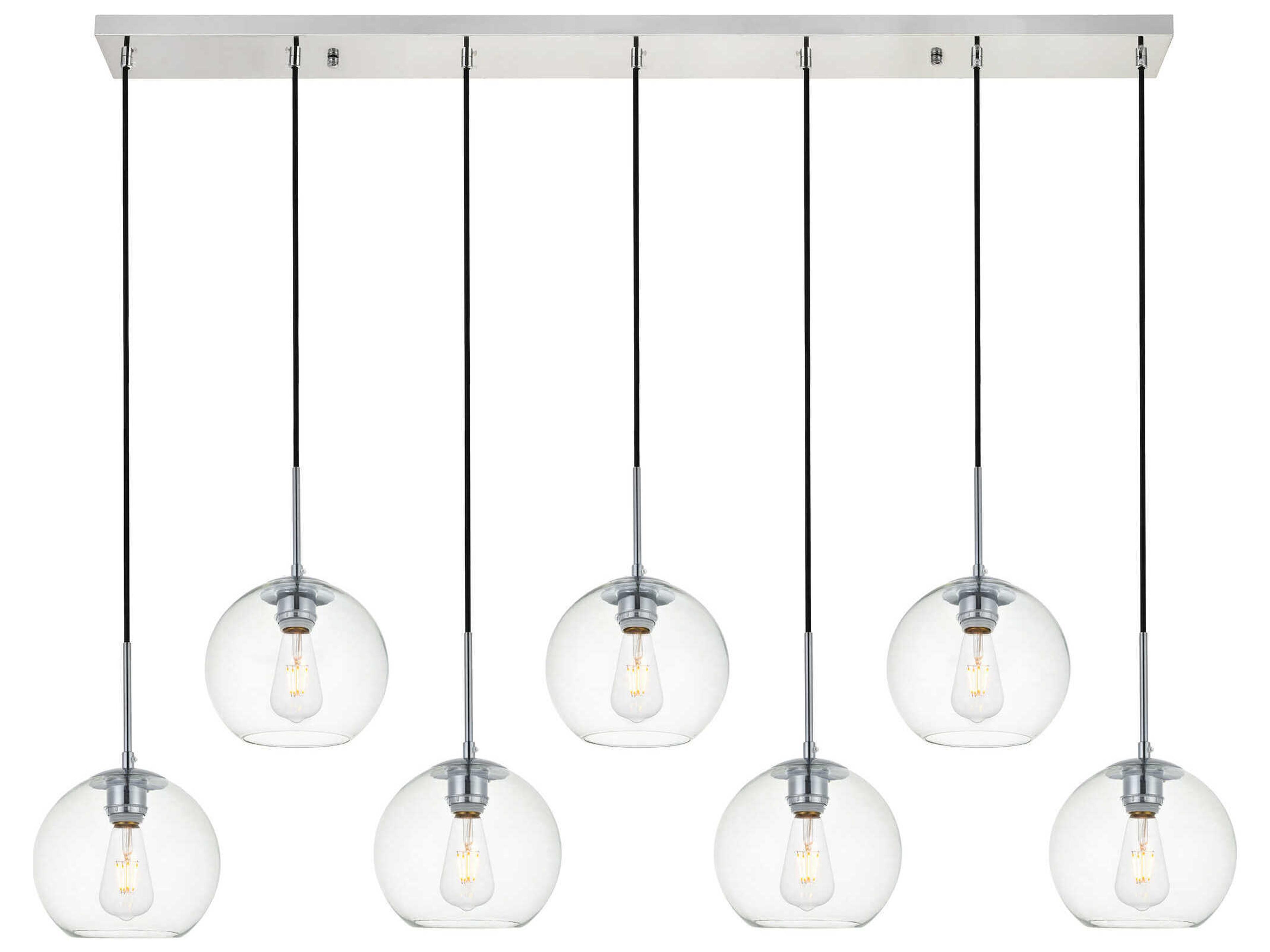 Elegant Lighting Baxter 7-Light Chrome And Clear Glass Globe Island Pendant