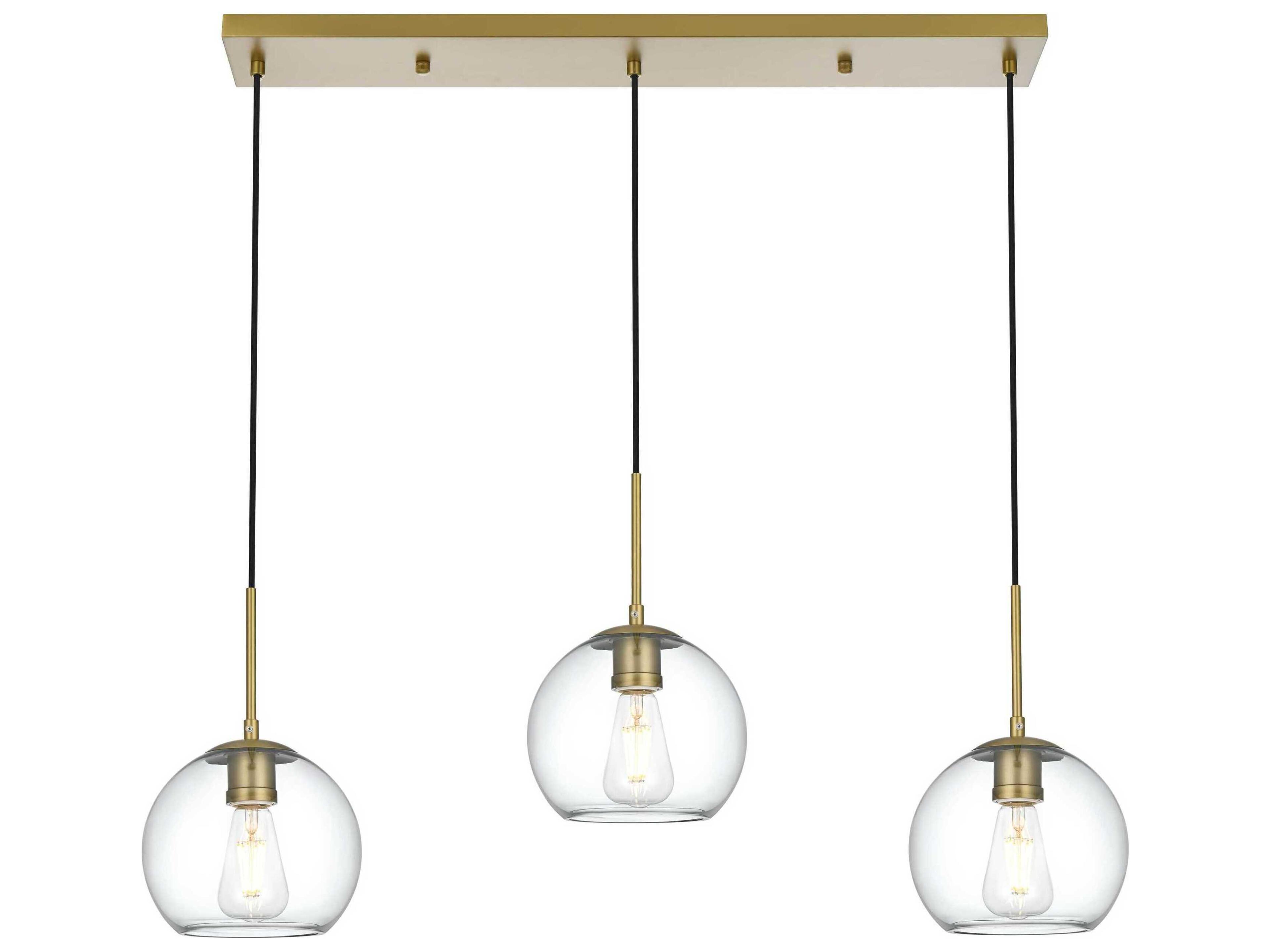 Elegant Lighting Baxter 3-Light Satin Gold Globe Island Pendant