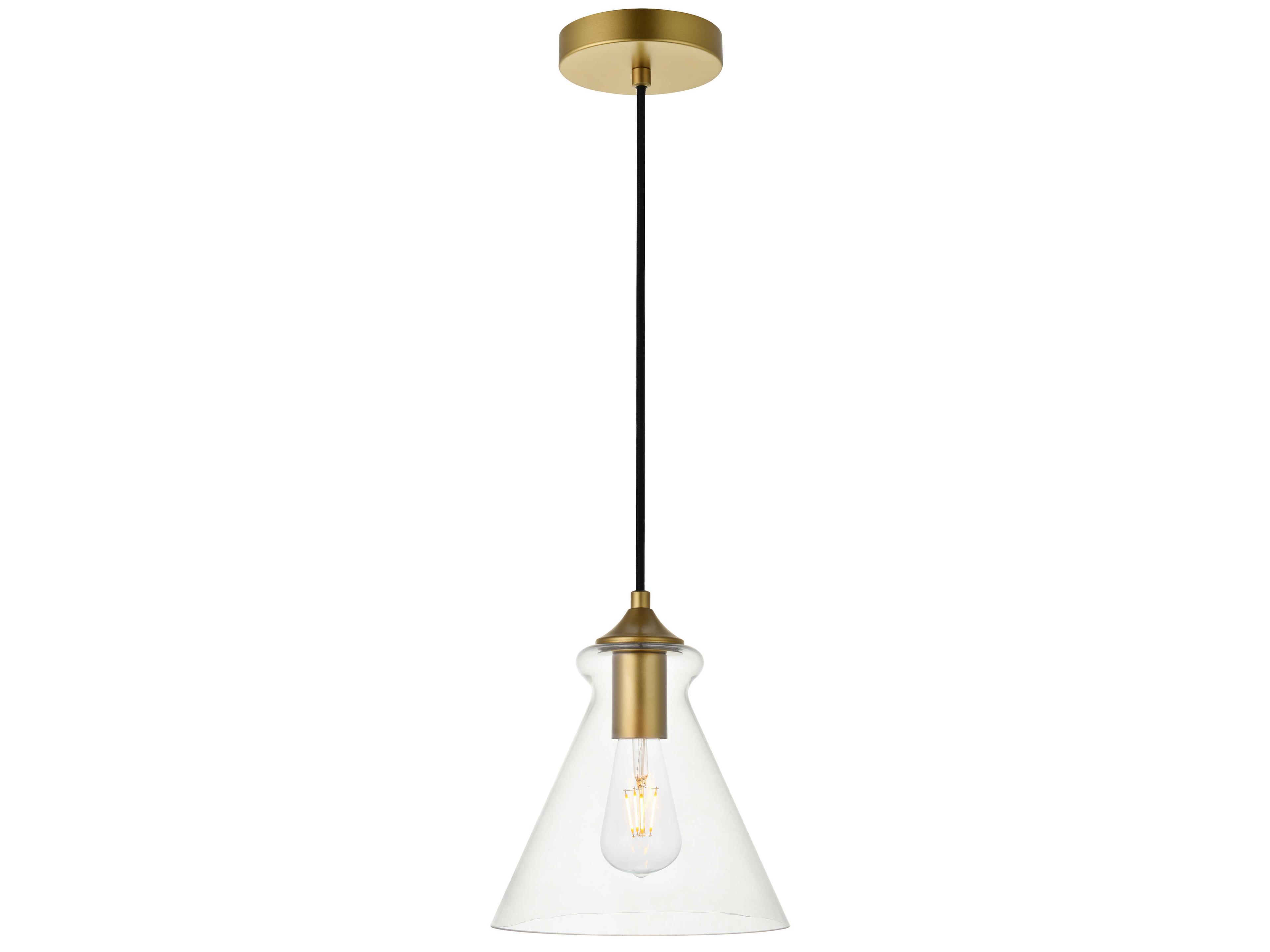 Elegant Lighting Destry 1-Light Brass Glass Mini Pendant