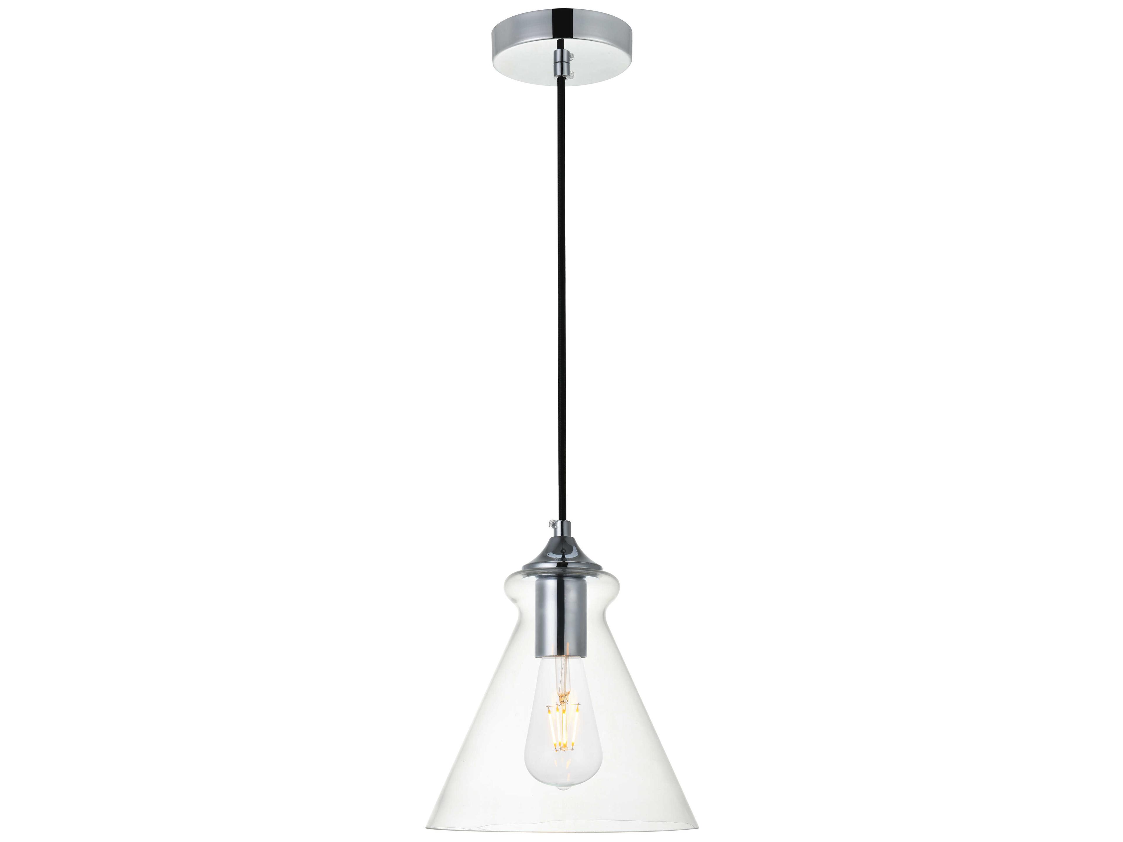 Elegant Lighting Destry 1-Light Chrome Glass Mini Pendant