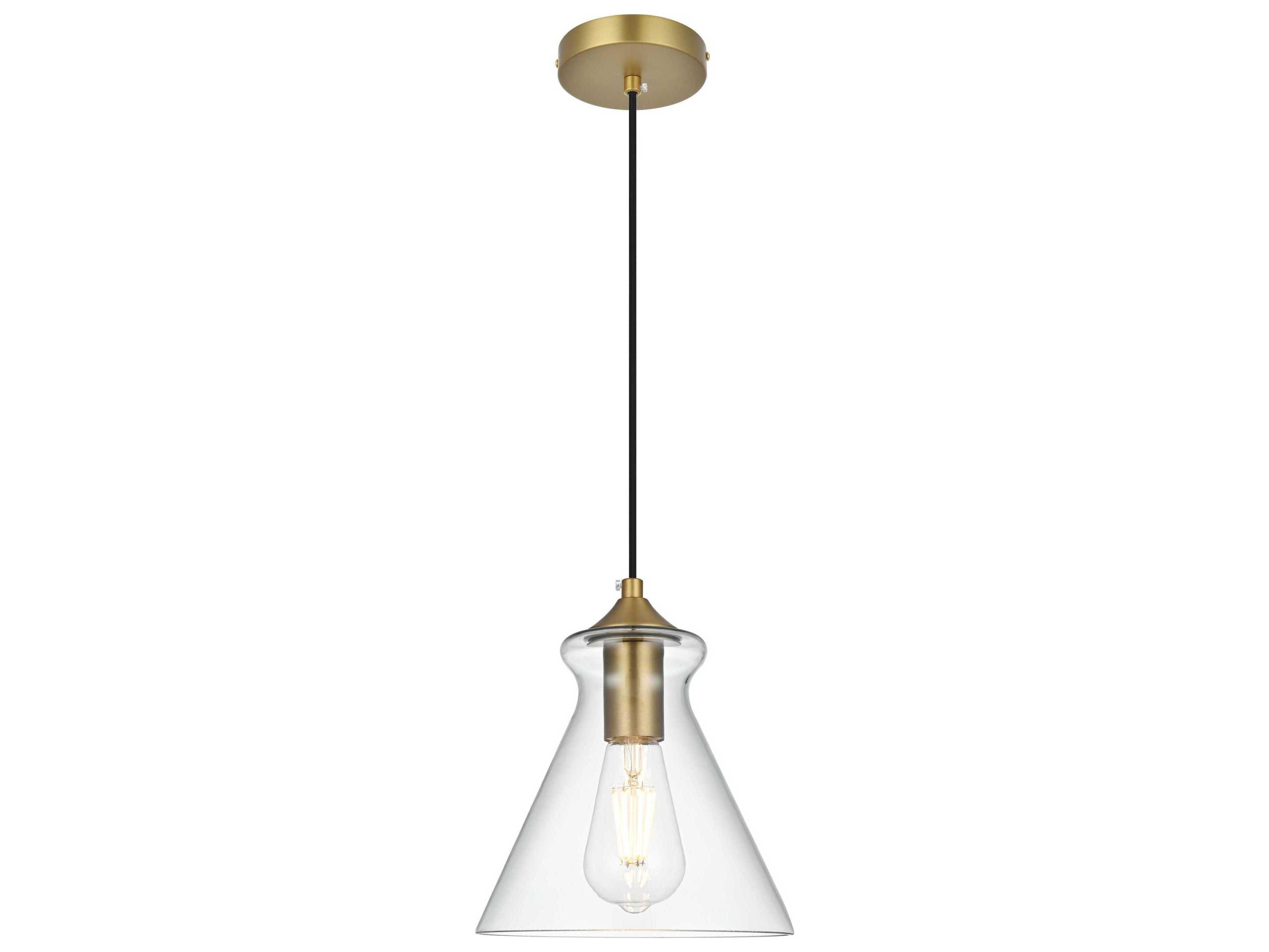 Elegant Lighting Destry 1-Light Satin Gold Mini Pendant