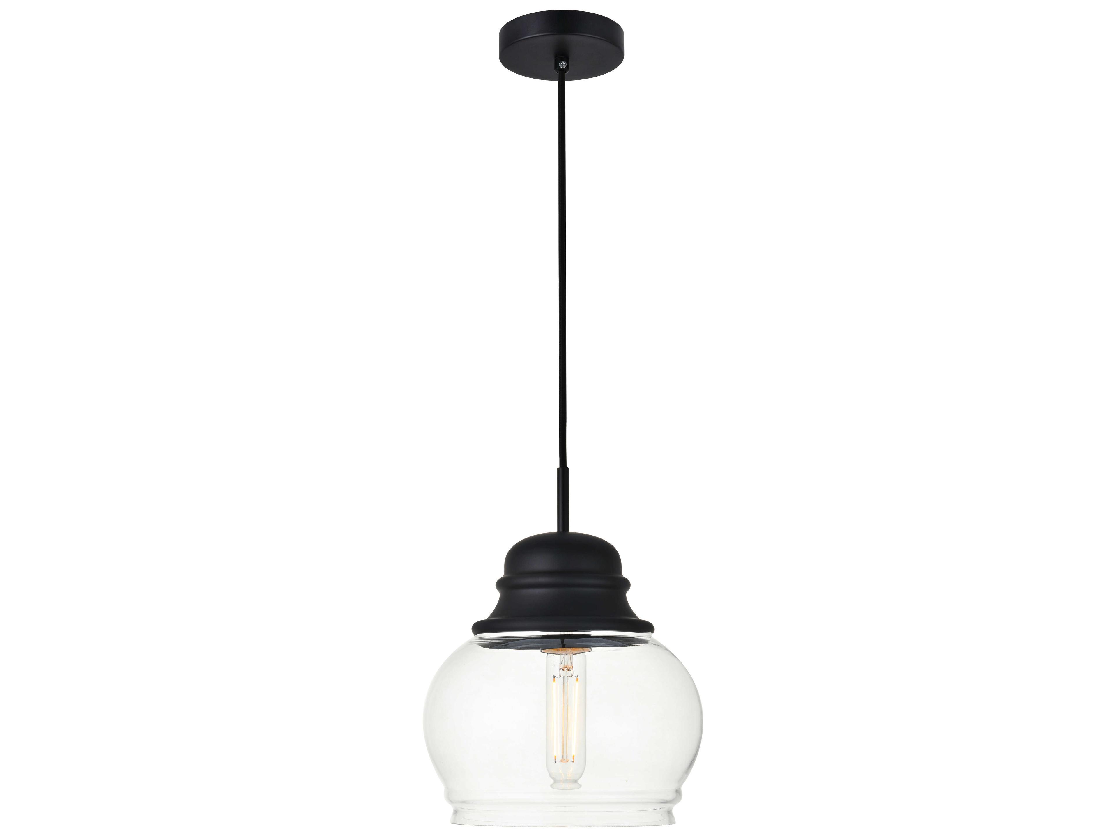 Elegant Lighting Kenna 1-Light Black Glass Globe Mini Pendant