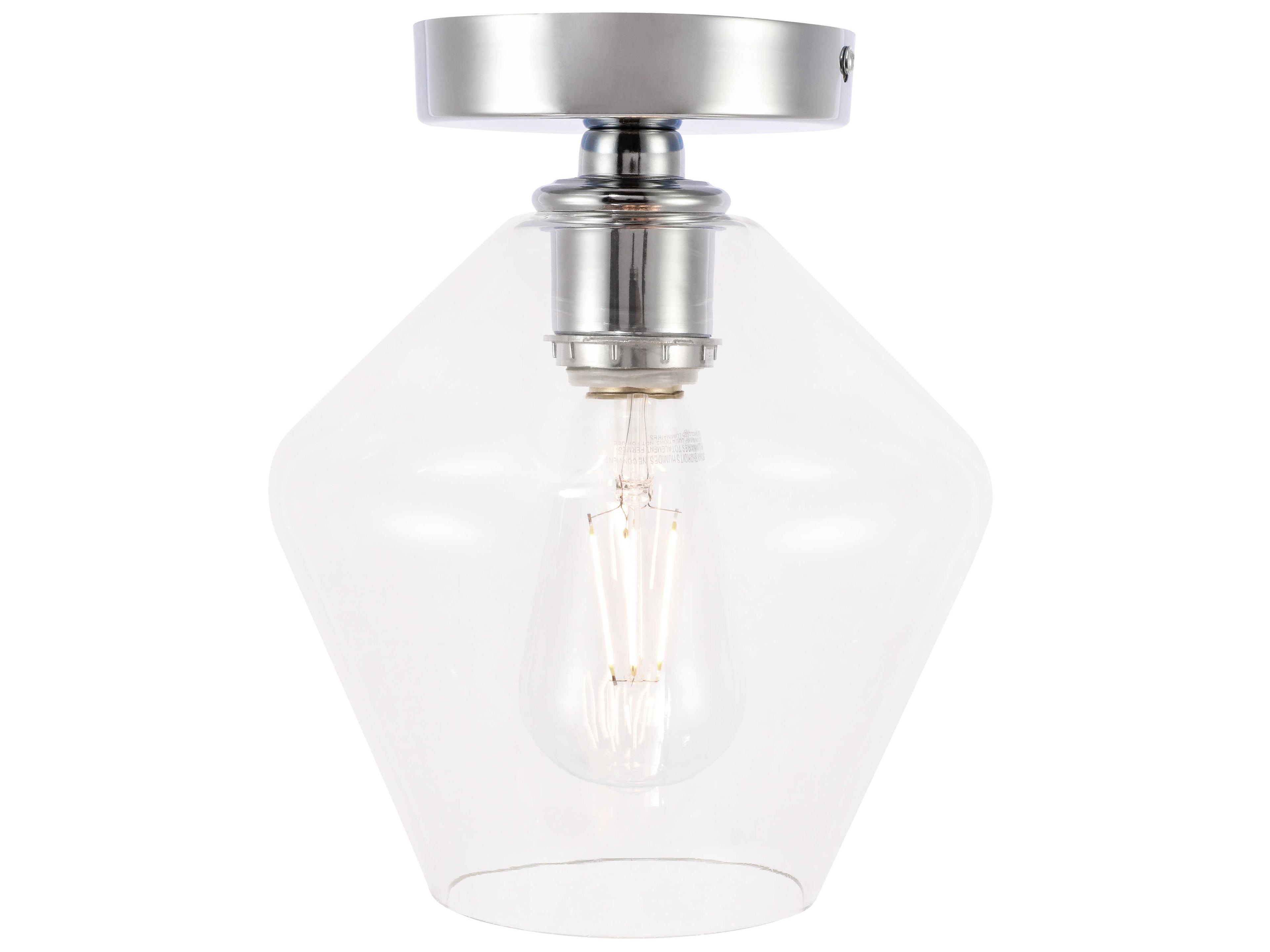 Elegant Lighting Gene 1-Light Chrome Glass Semi Flush Mount
