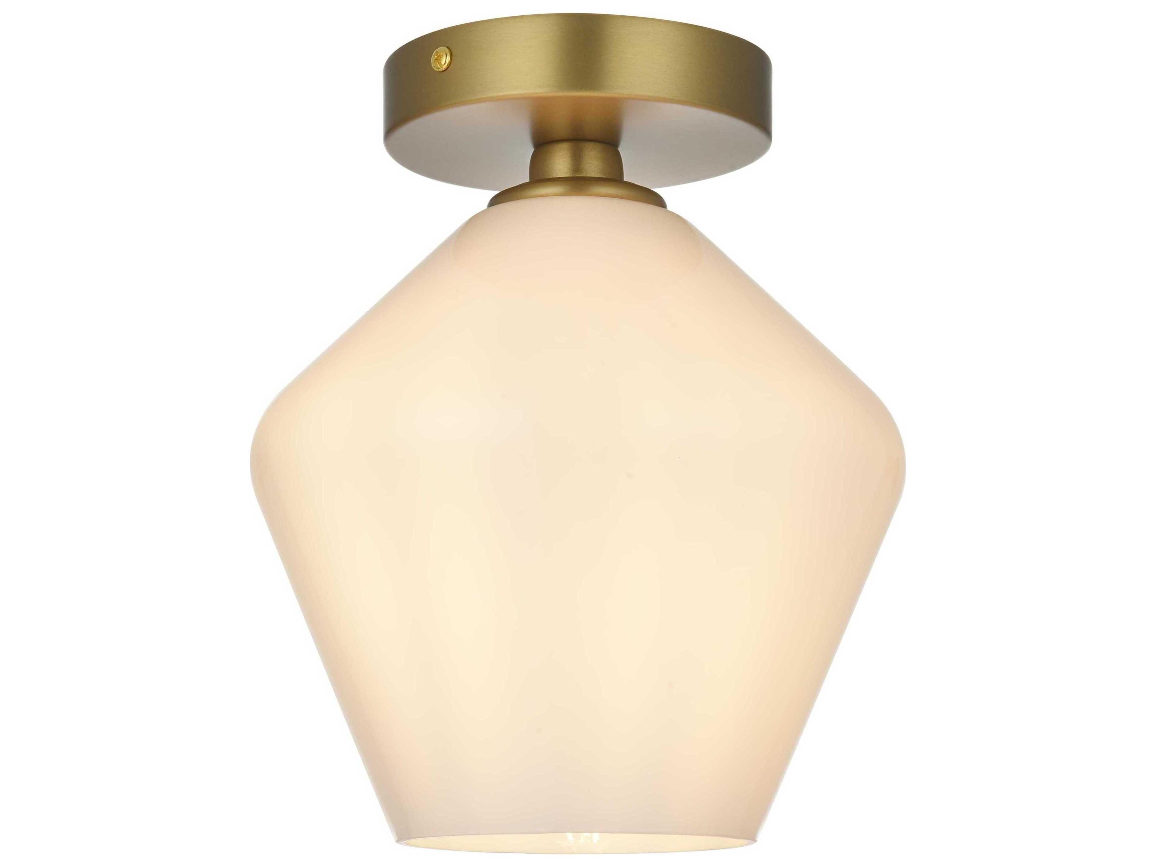 Elegant Lighting Gene 1-Light Satin Gold Semi Flush Mount