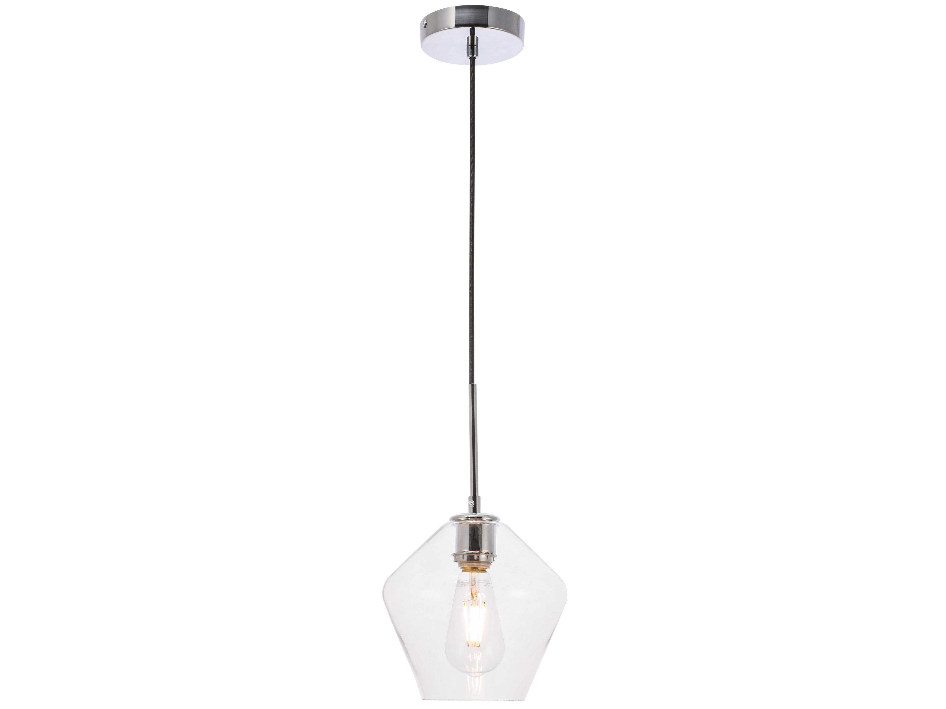 Elegant Lighting Gene 1-Light Chrome Glass Mini Pendant