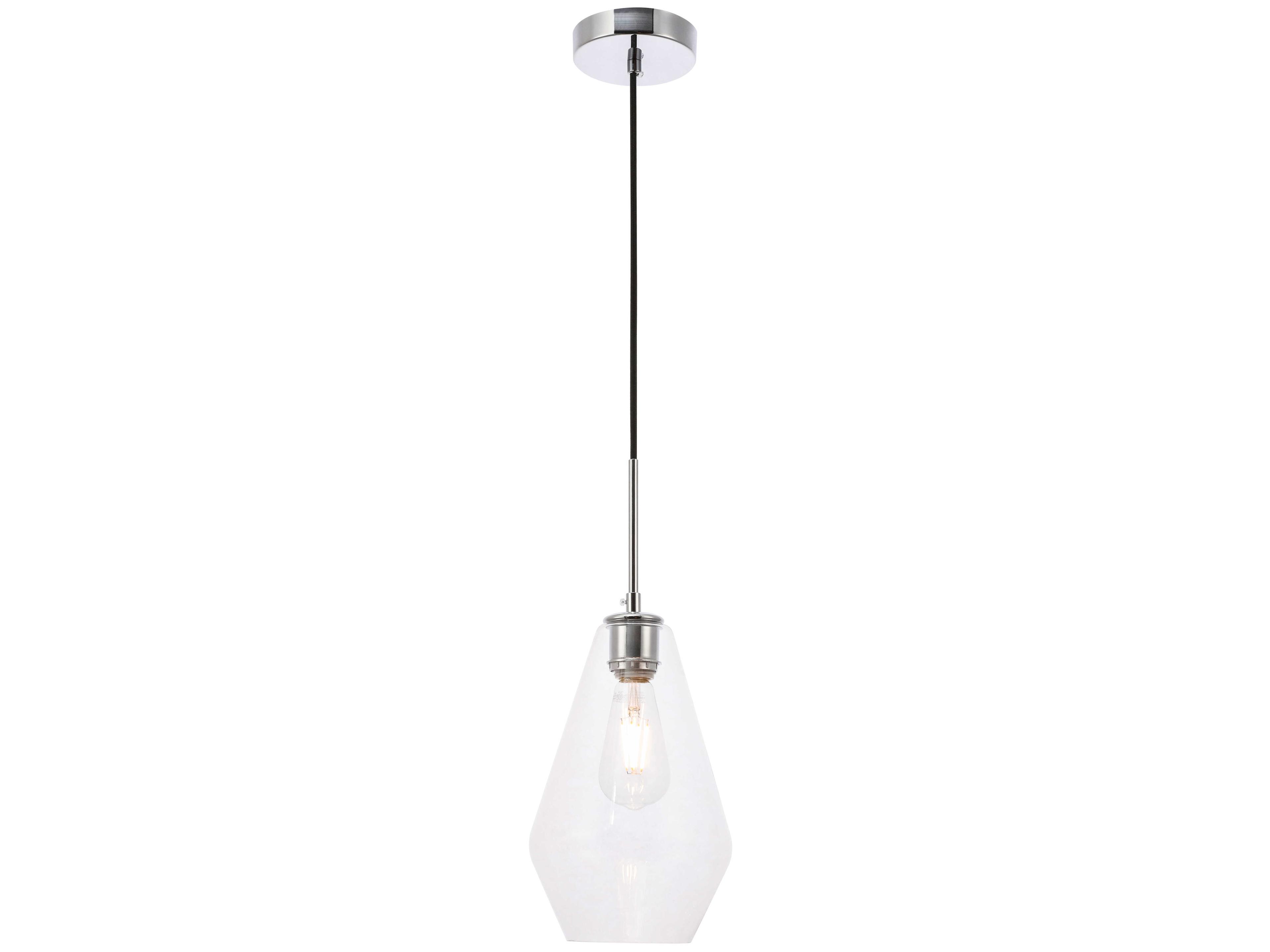 Elegant Lighting Gene 1-Light Chrome Glass Mini Pendant
