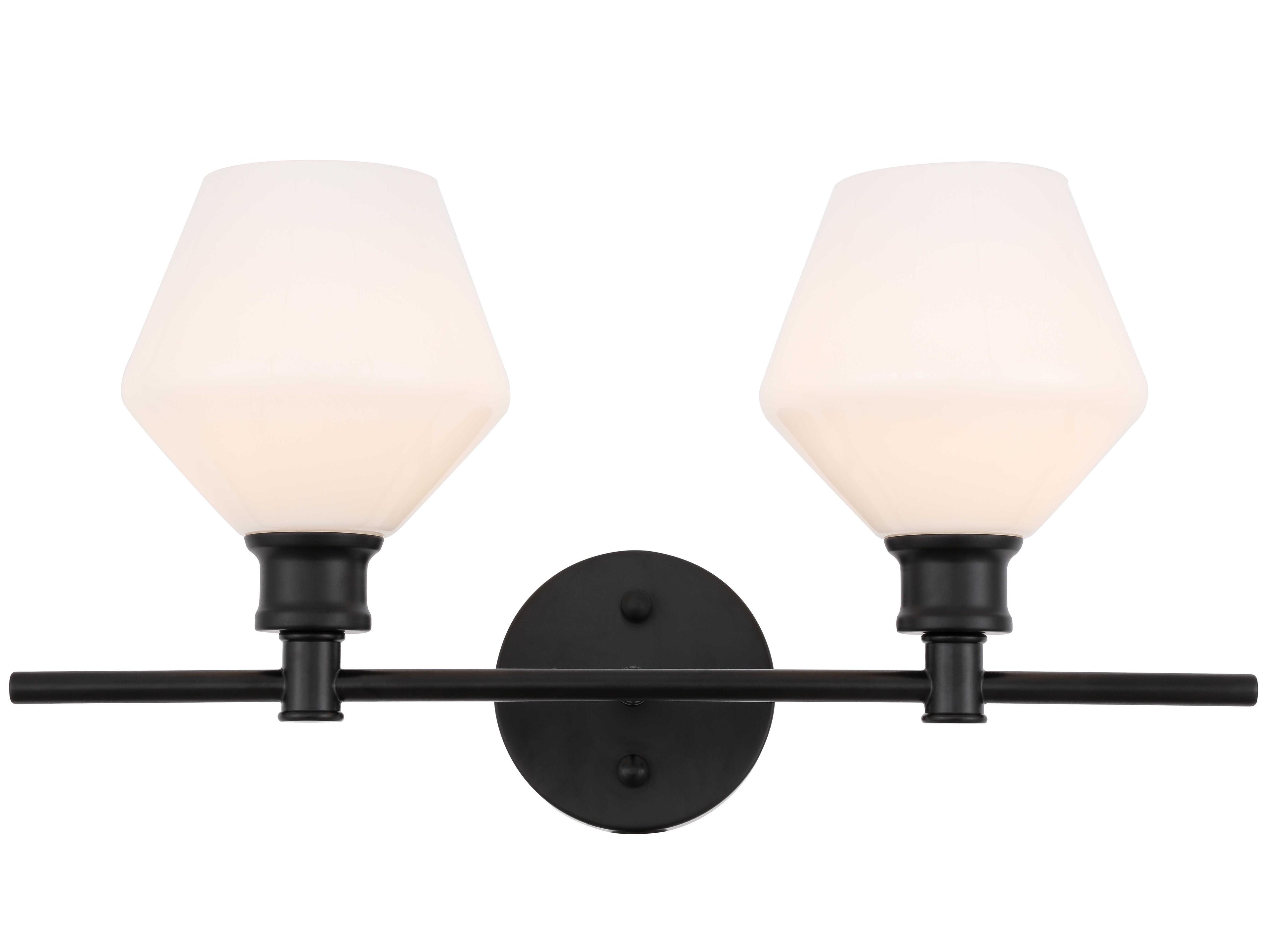 Elegant Lighting Gene 2-Light Black Glass LED Vanity Light
