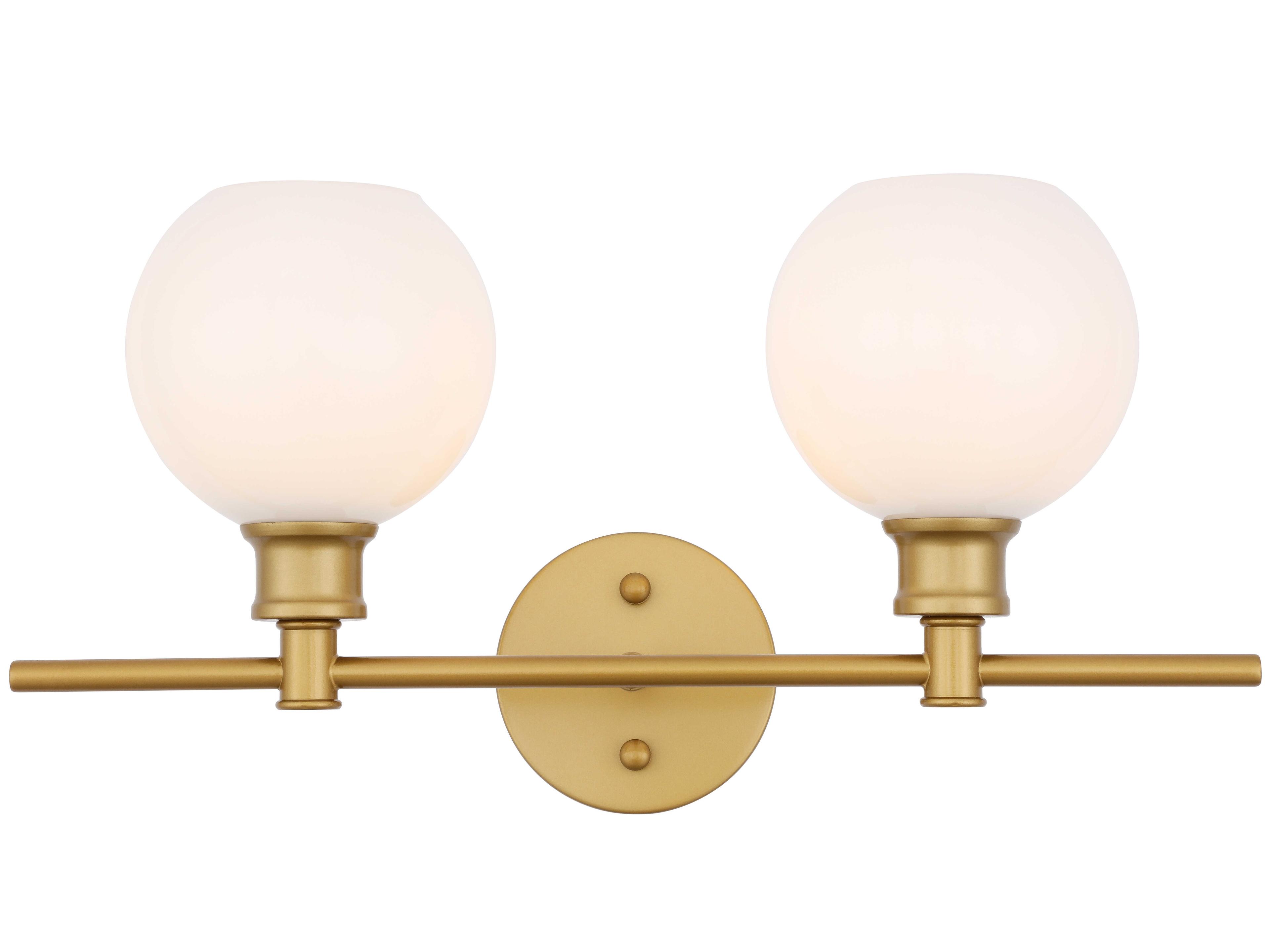 Elegant Lighting Collier 2-Light Brass Glass LED Vanity Light