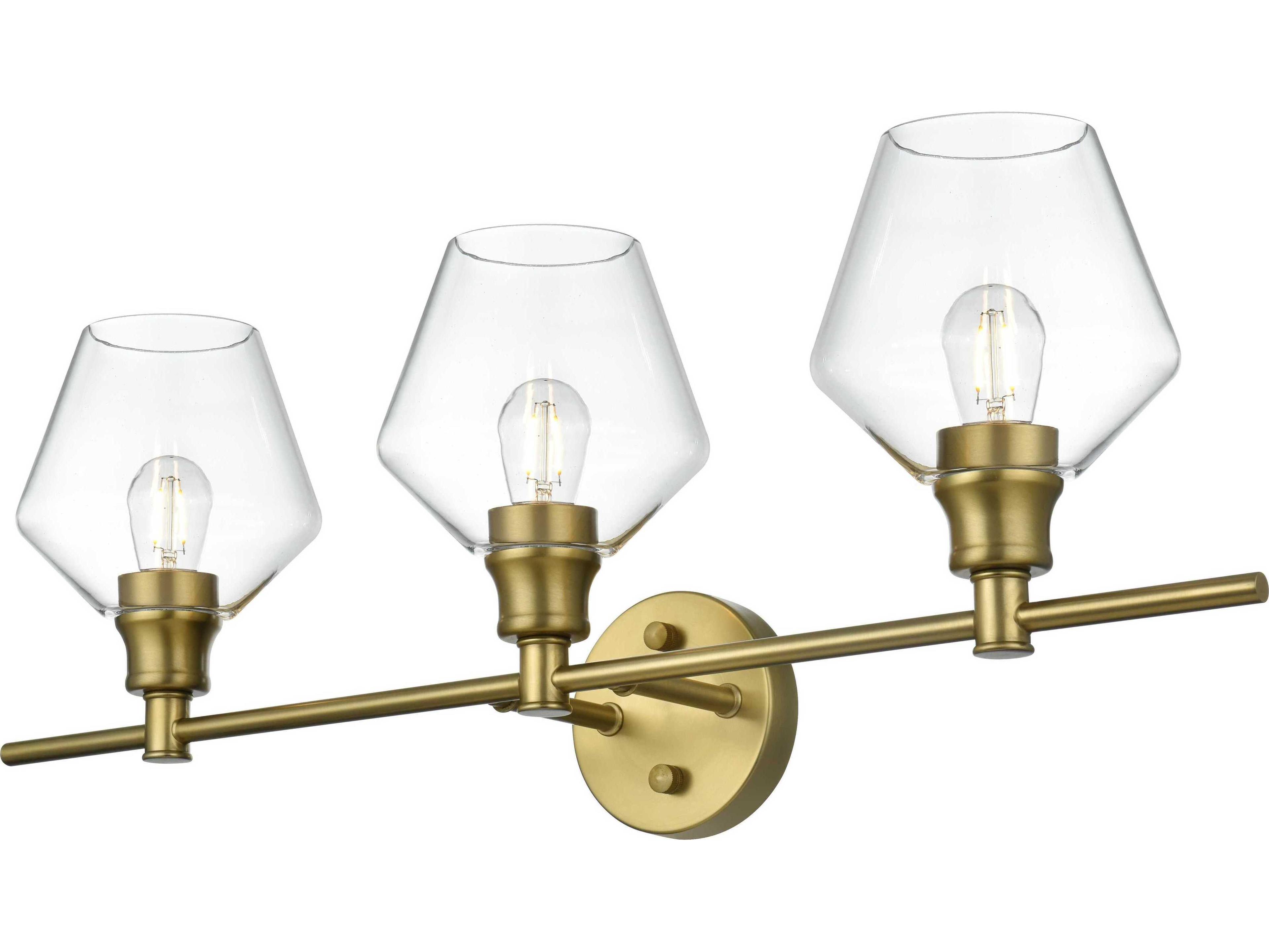 Elegant Lighting Gene 3-Light Satin Gold Vanity Light