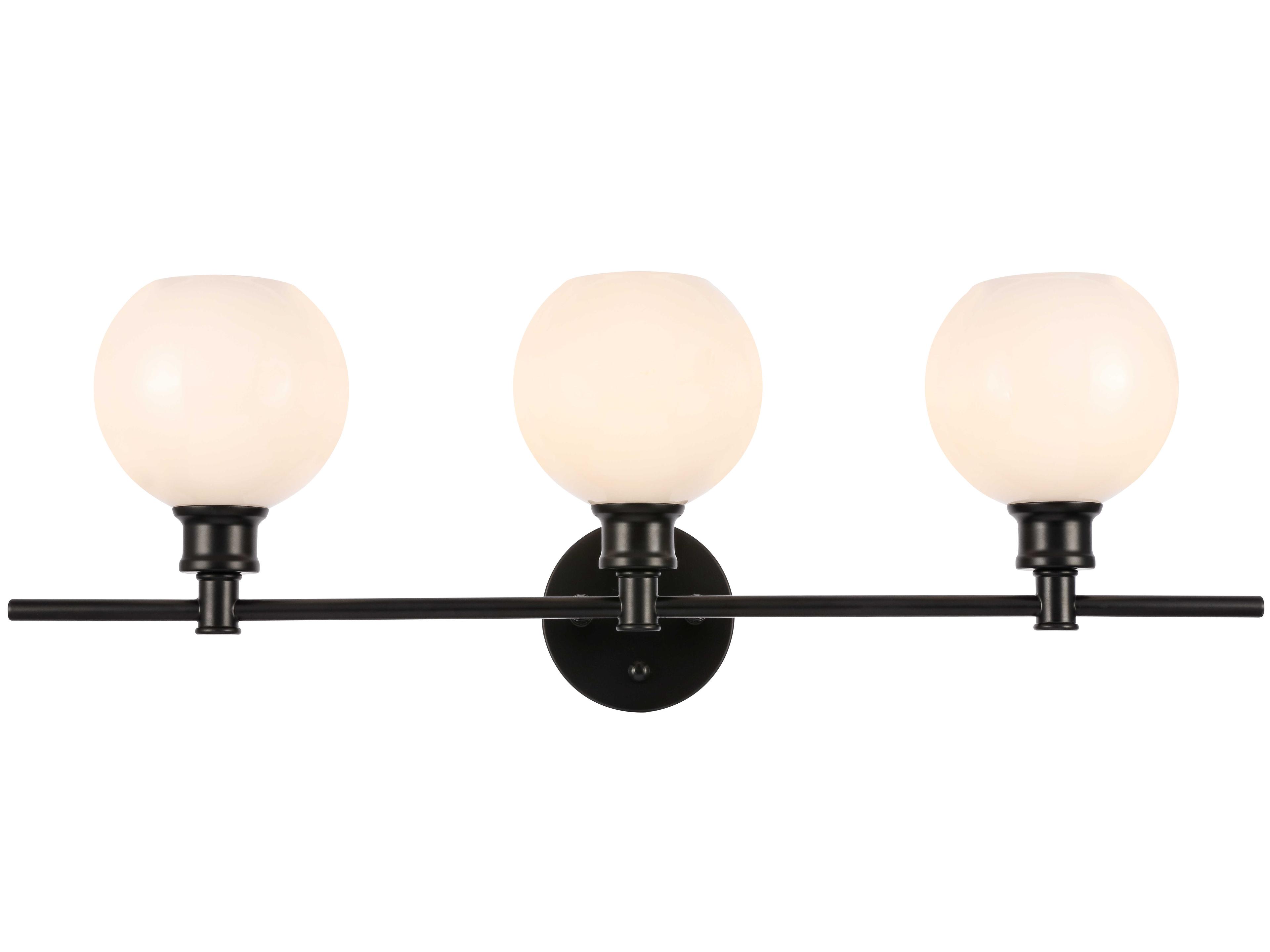 Elegant Lighting Collier 3-Light Black Glass LED Vanity Light