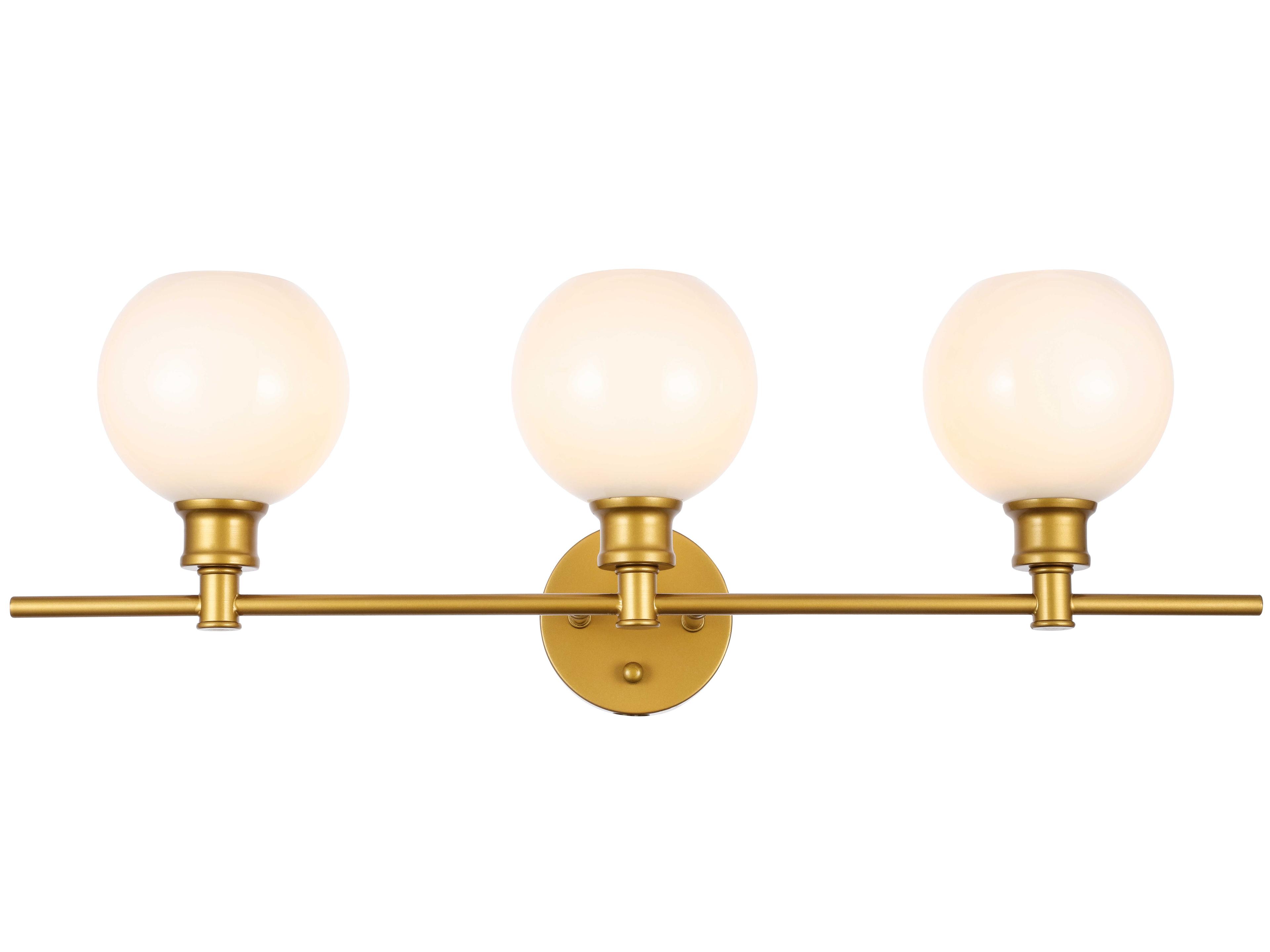 Elegant Lighting Collier 3-Light Brass Glass LED Vanity Light