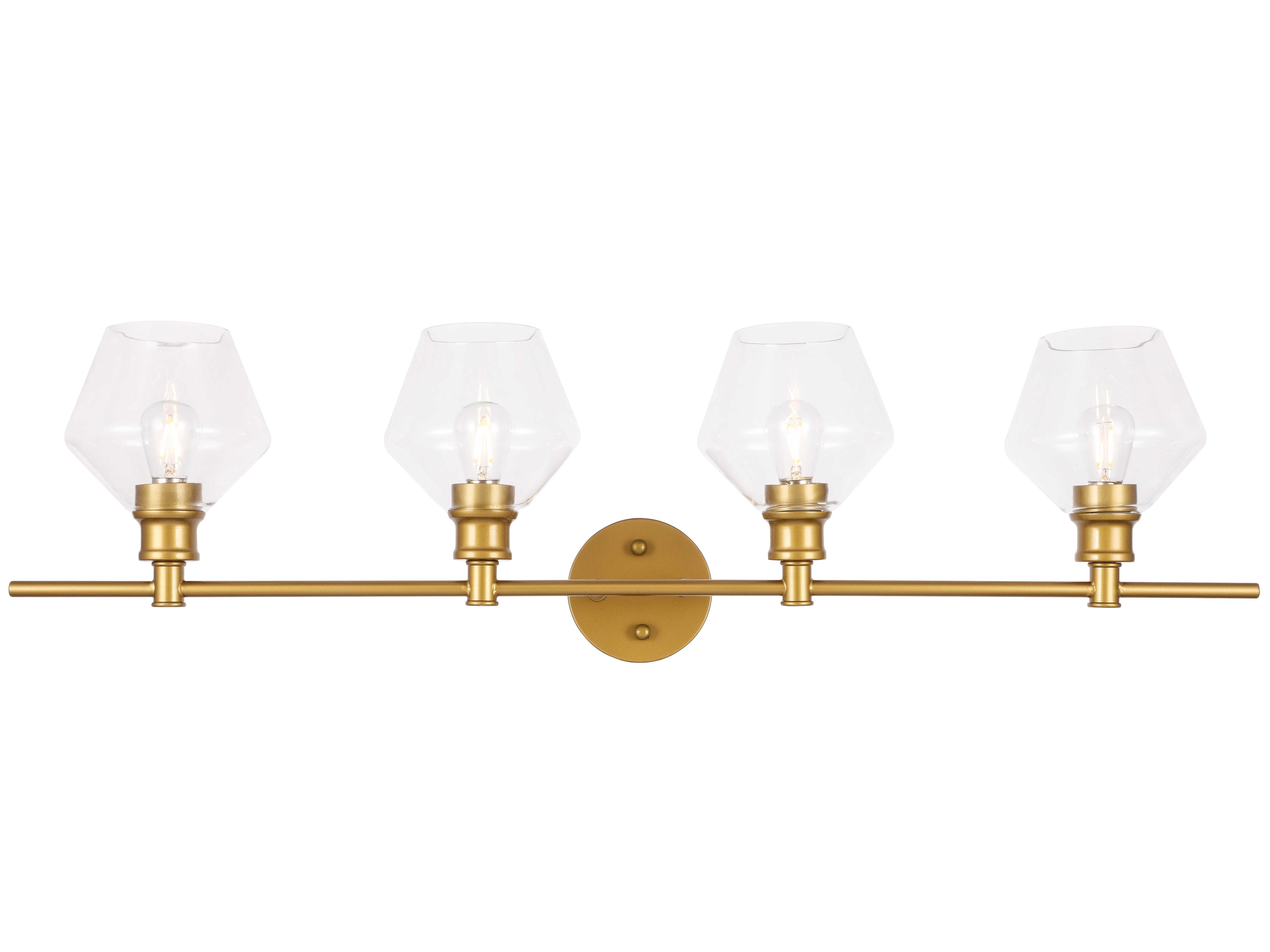 Elegant Lighting Gene 4-Light Brass Glass LED Vanity Light