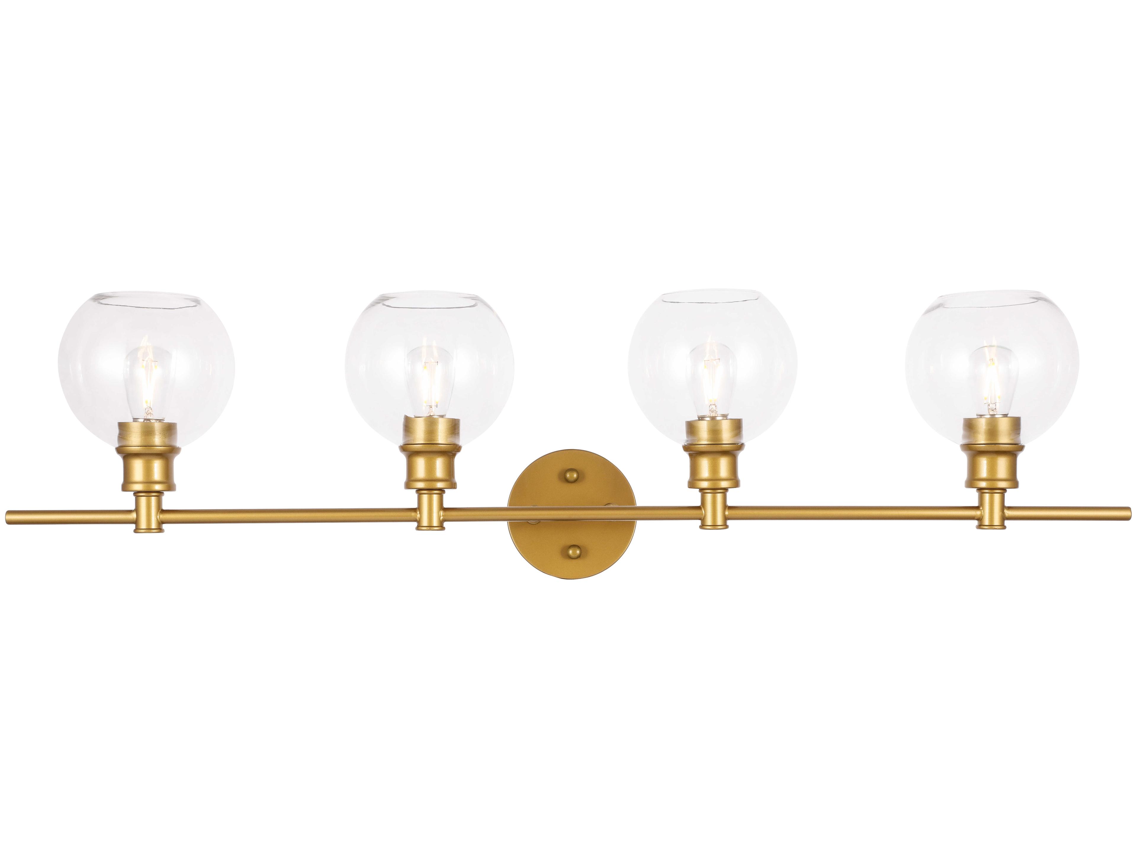 Elegant Lighting Collier 4-Light Brass Glass LED Vanity Light