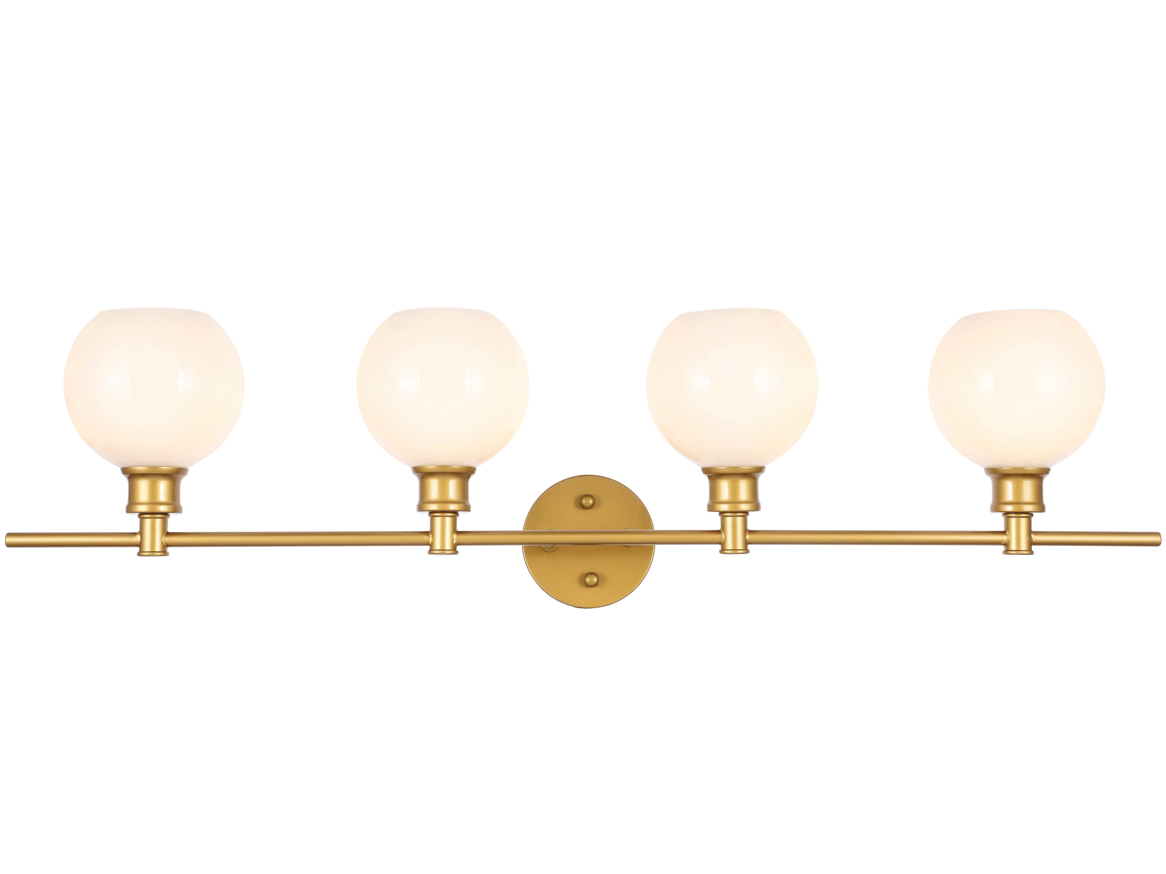 Elegant Lighting Collier 4-Light Brass White Glass LED Vanity Light