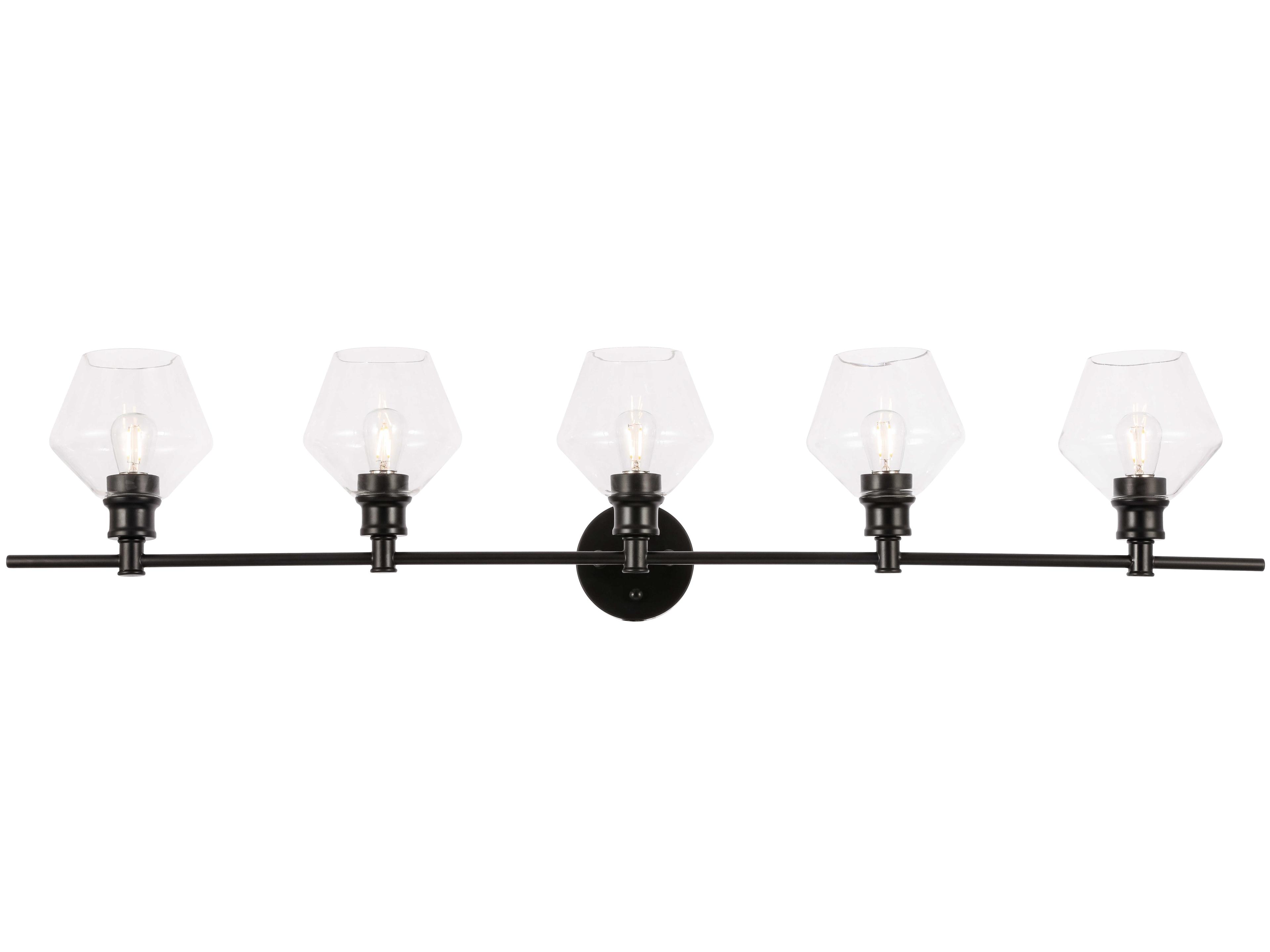 Elegant Lighting Gene 5-Light Black Clear Glass LED Vanity Light