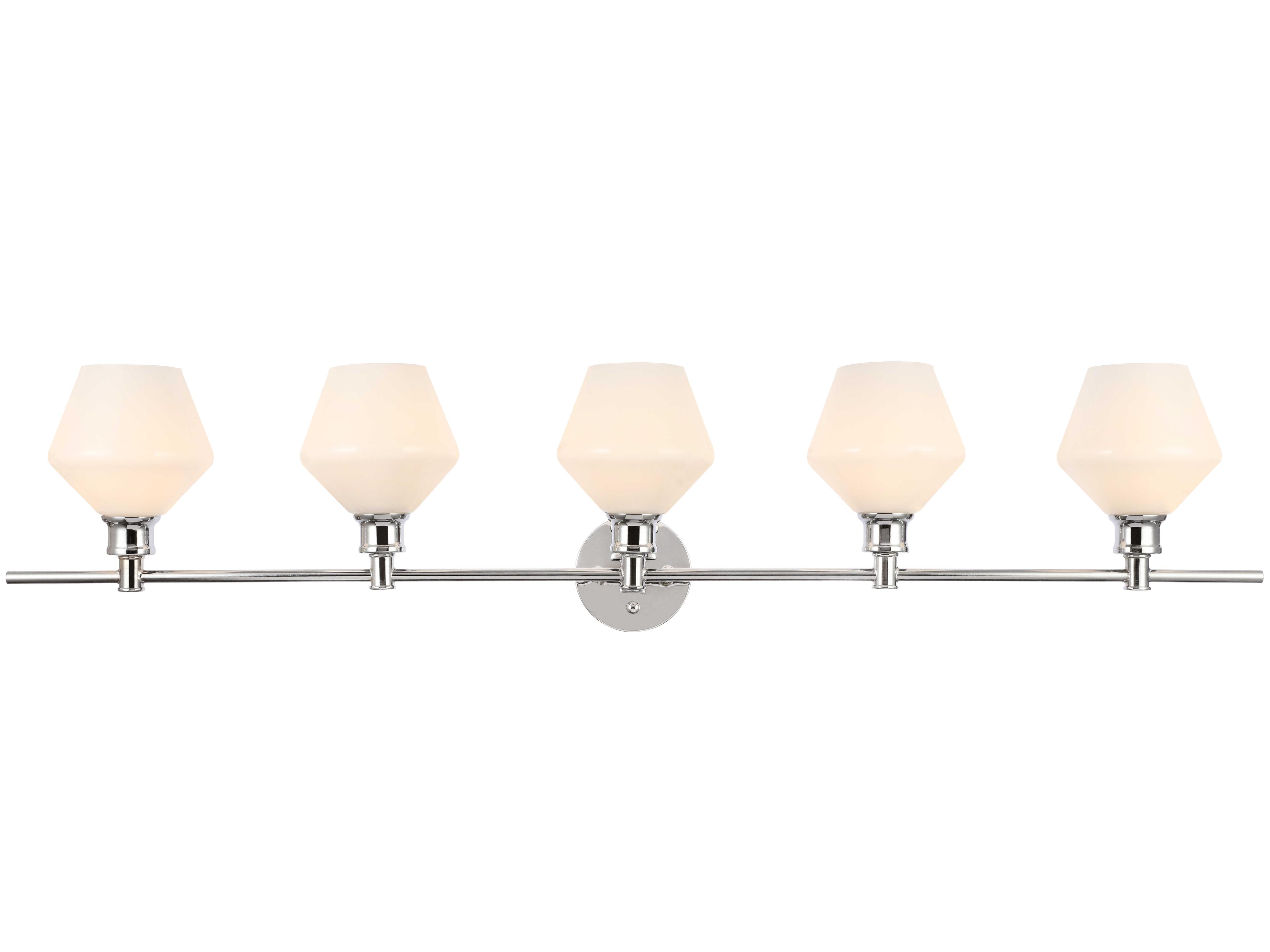 Elegant Lighting Gene 5-Light Chrome White Glass LED Vanity Light