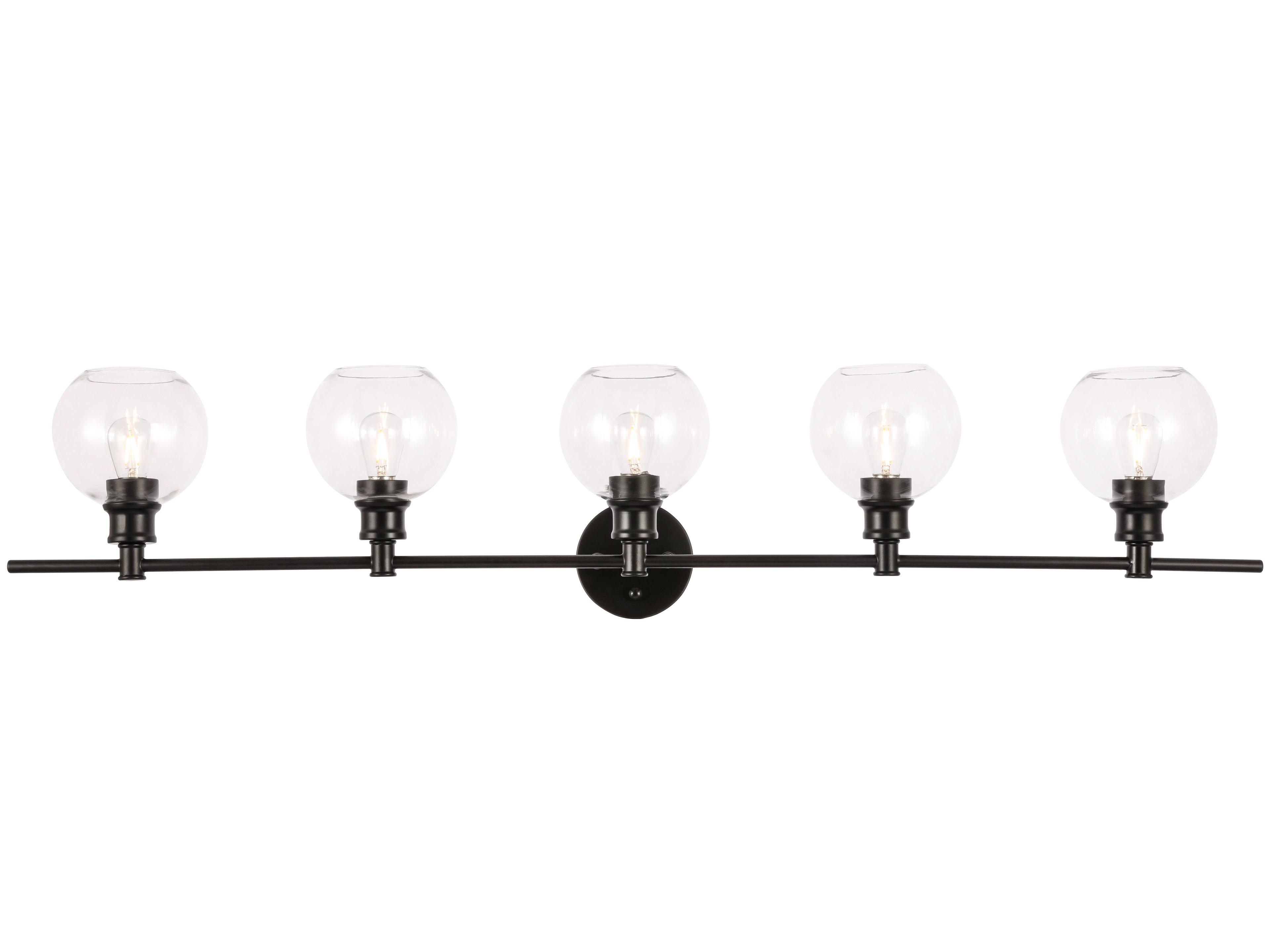 Elegant Lighting Collier 5-Light Black Clear Glass LED Vanity Light
