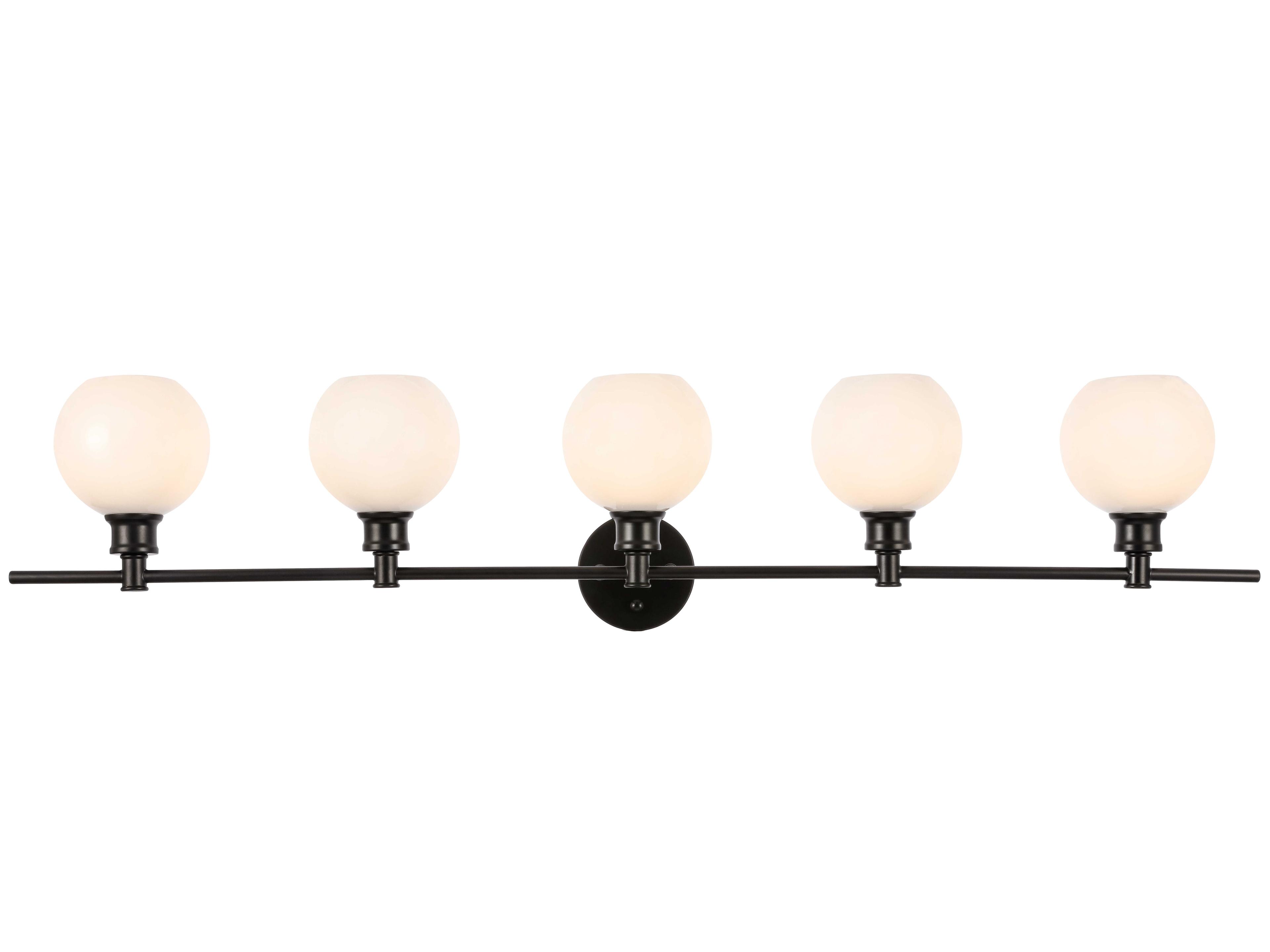 Elegant Lighting Collier 5-Light Black Glass LED Vanity Light
