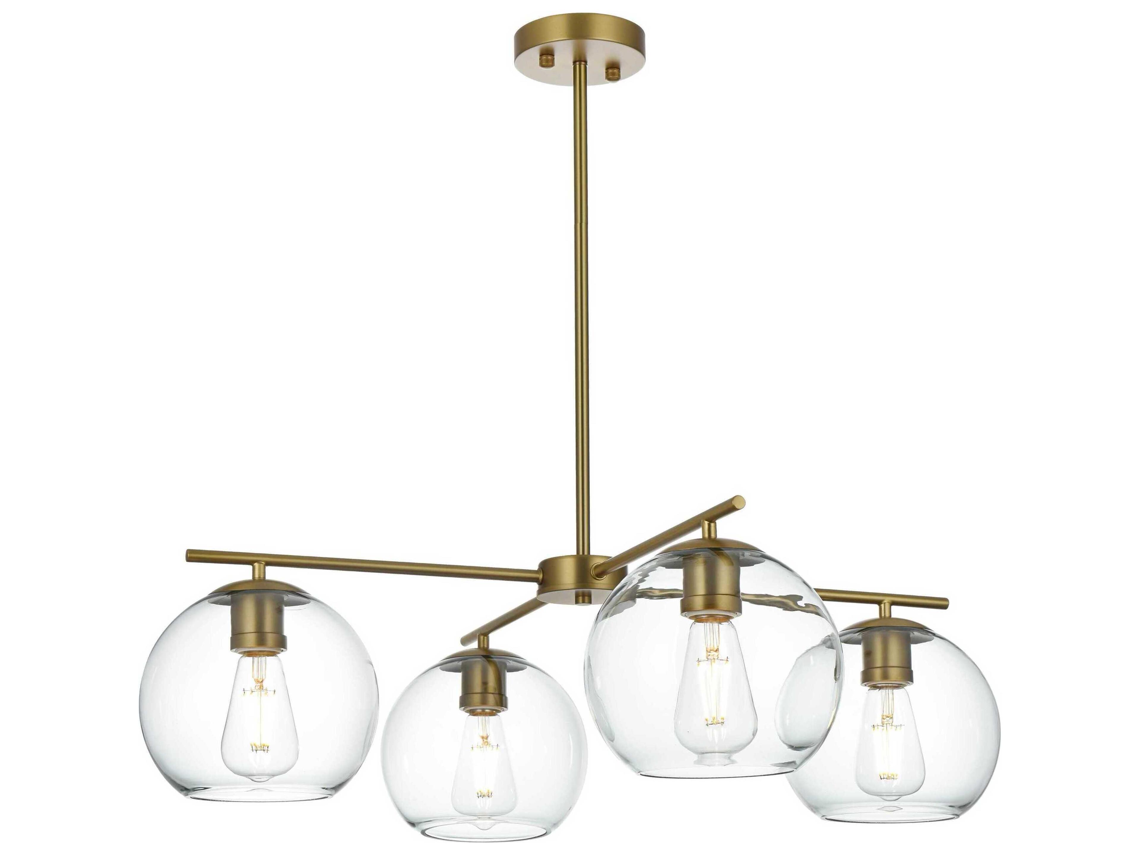 Elegant Lighting Opus 4-Light Satin Gold Globe Chandelier