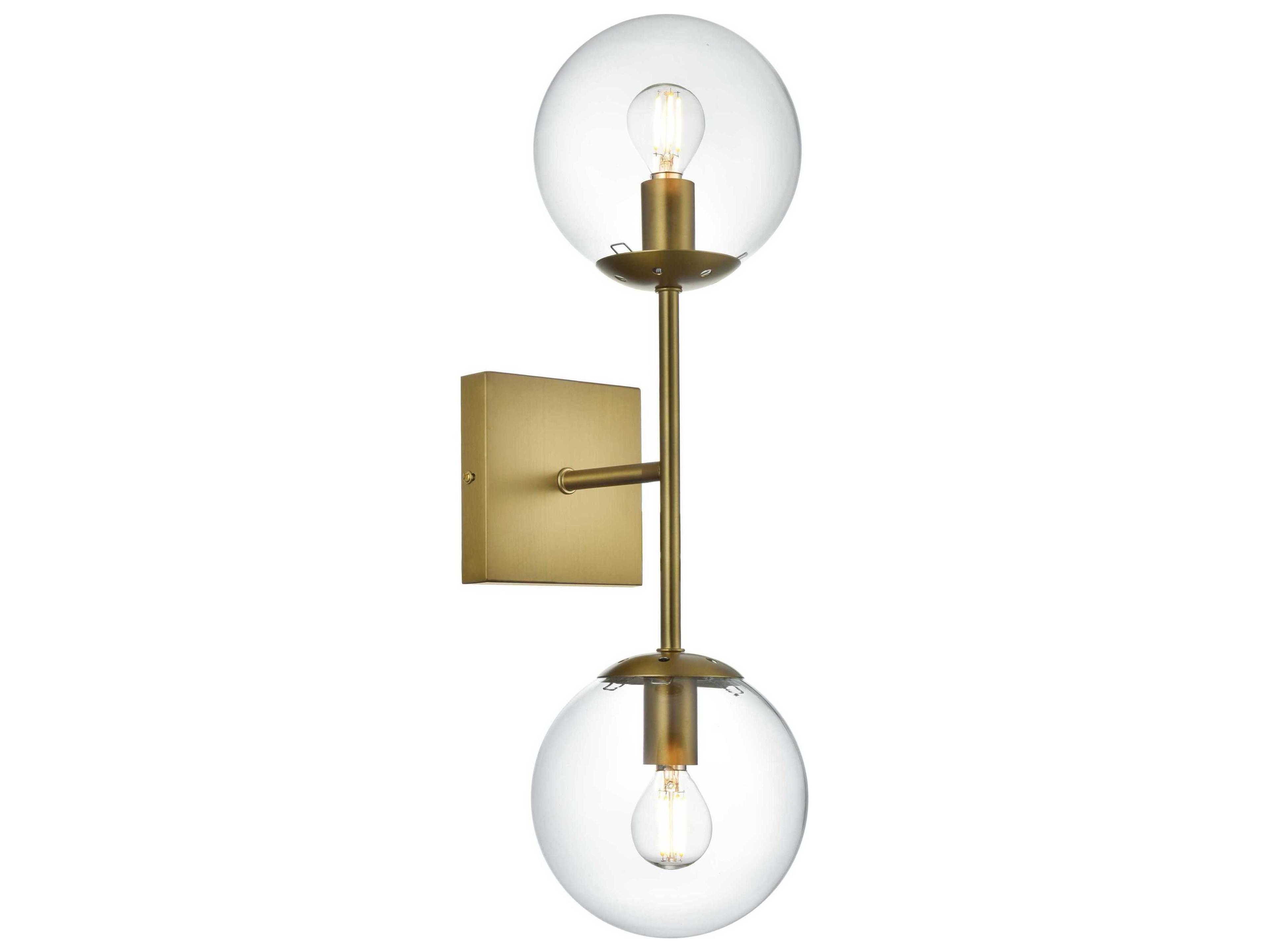 Elegant Lighting Neri 2-Light Satin Gold Wall Sconce
