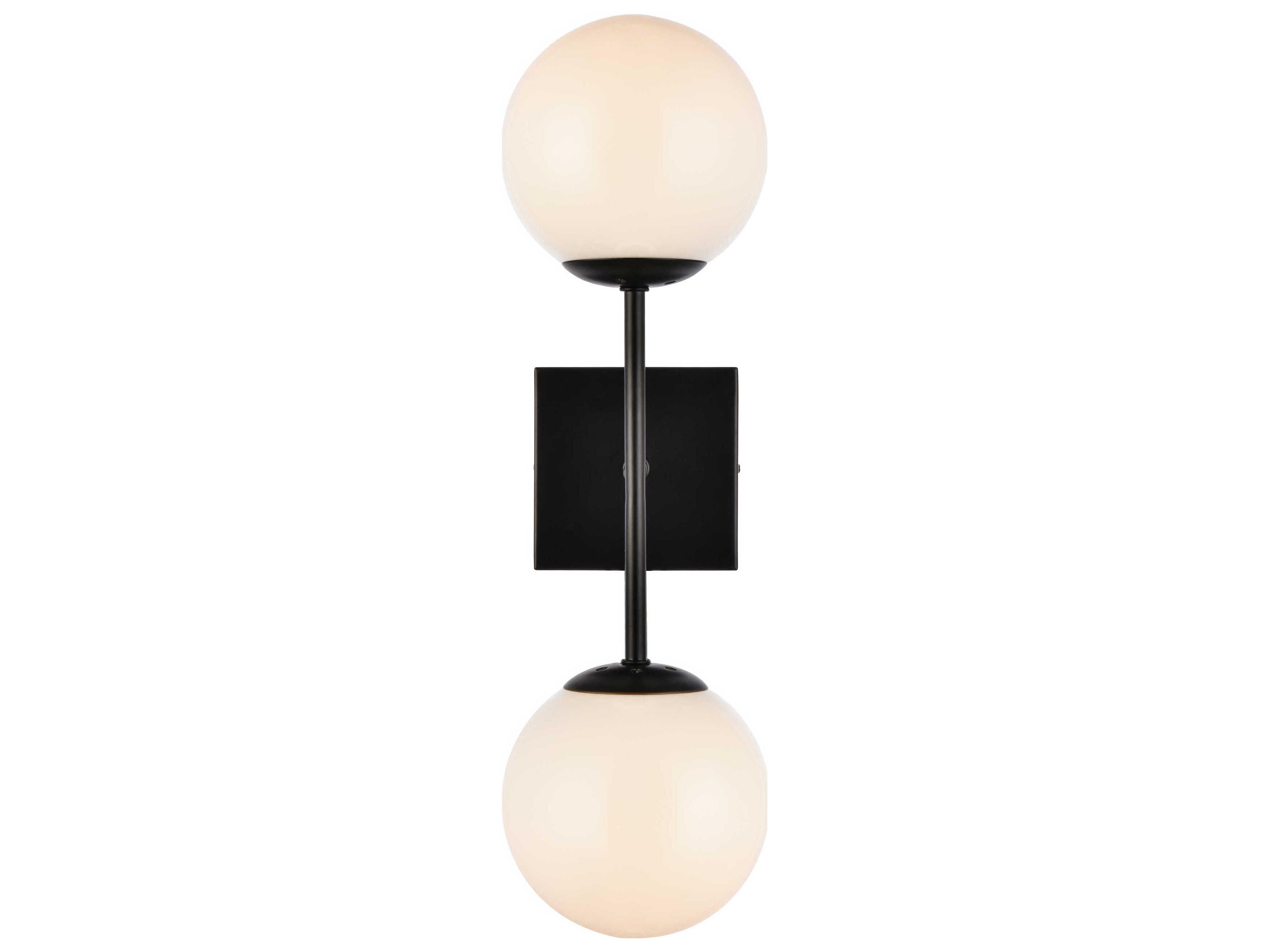 Elegant Lighting Neri 2-Light Black And White Glass Wall Sconce