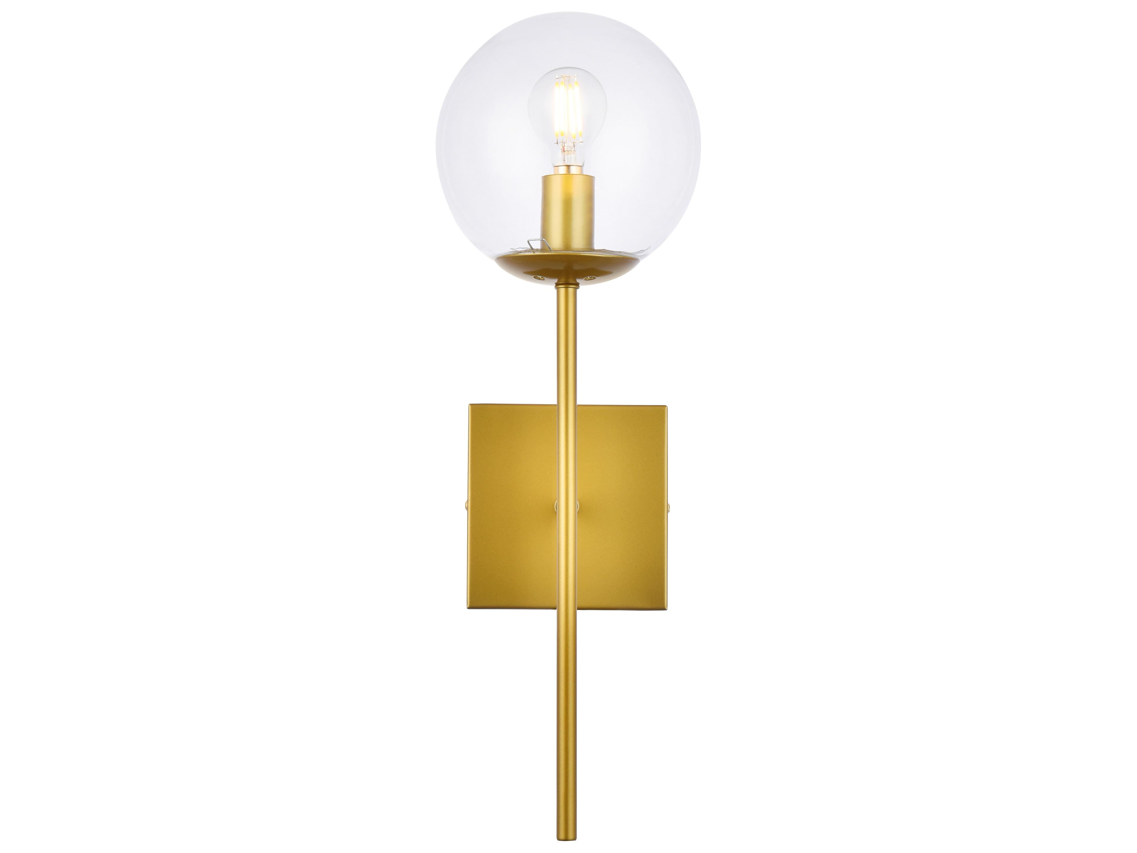 Elegant Lighting Neri 1-Light Brass And Clear Glass Wall Sconce