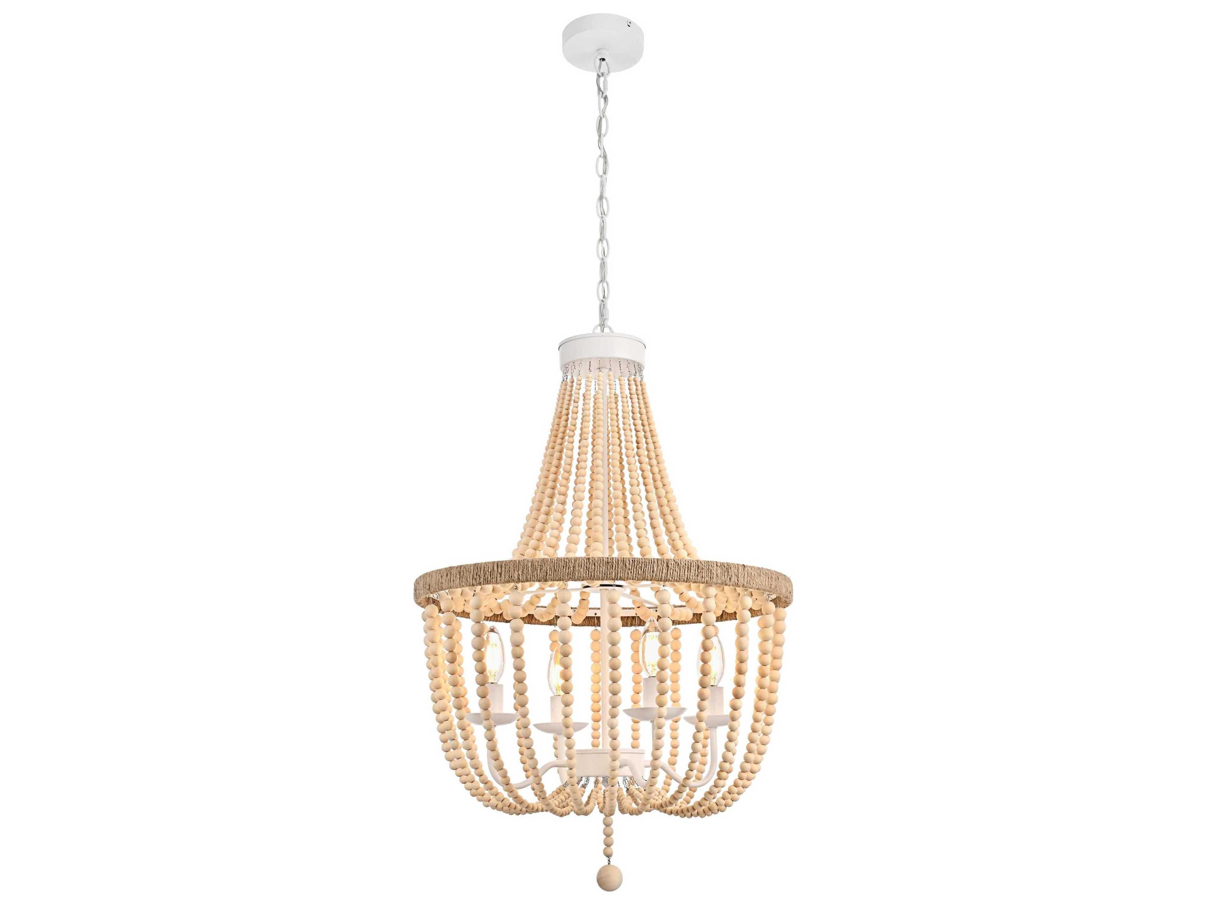 Elegant Lighting Jolie 4-Light Beige Off White Empire Pendant