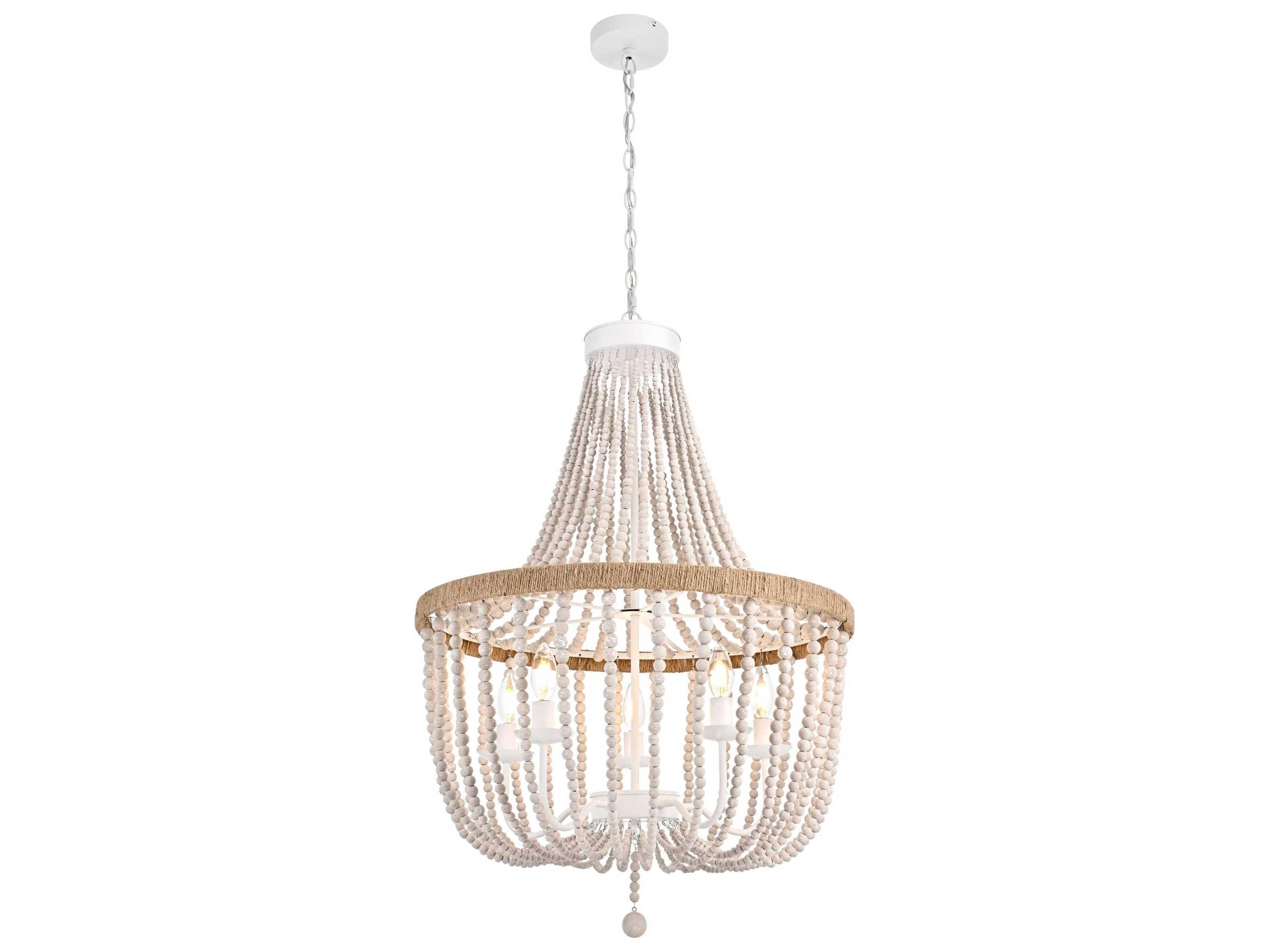 Elegant Lighting Jolie 5-Light Distressed Antique White Empire Pendant