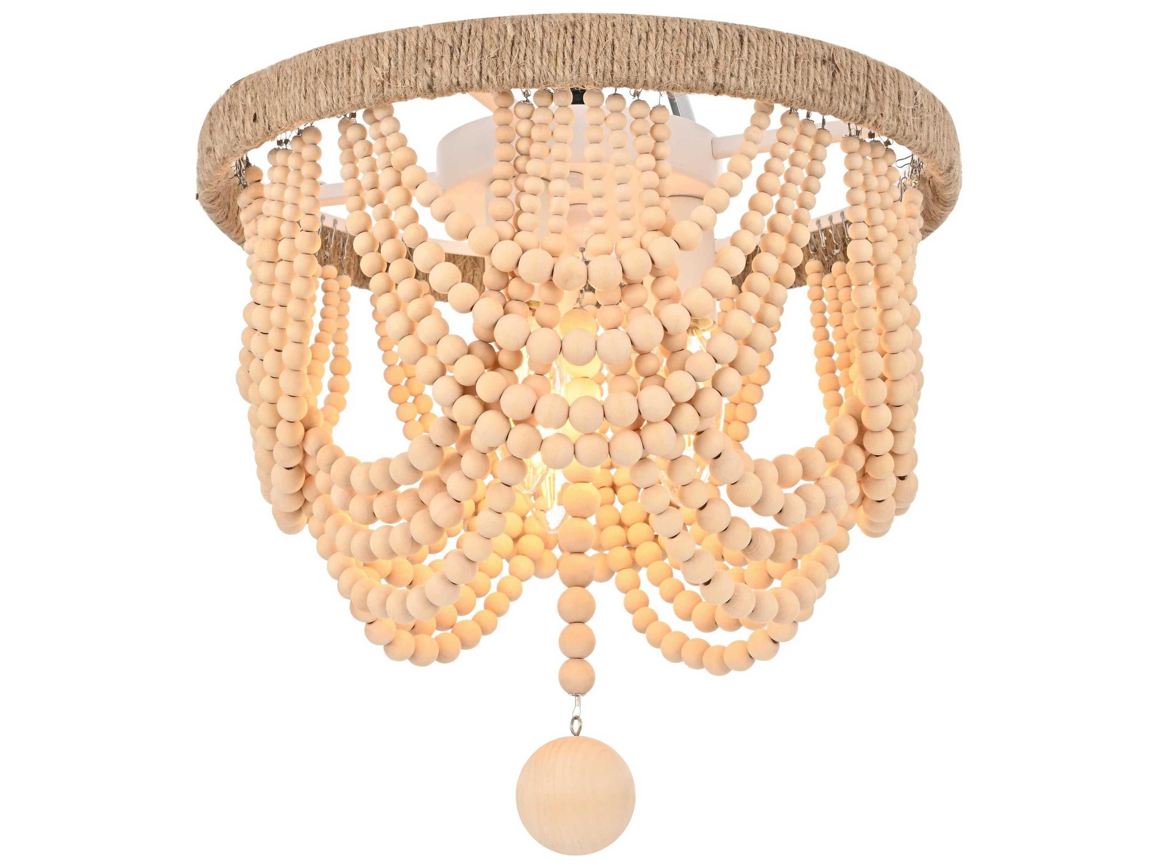 Elegant Lighting Jolie 3-Light Beige Off White Flush Mount