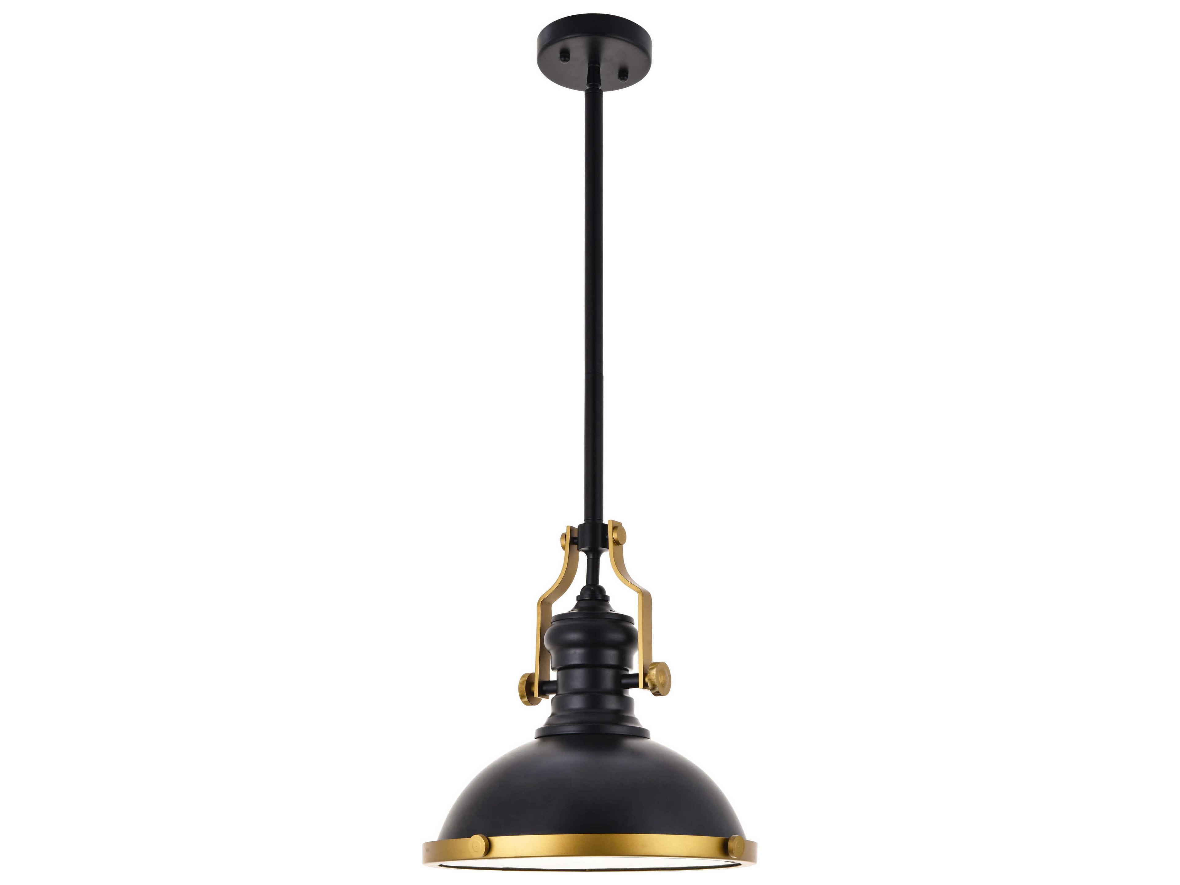 Elegant Lighting Eamon 1-Light Matte Black Brass Bowl Pendant