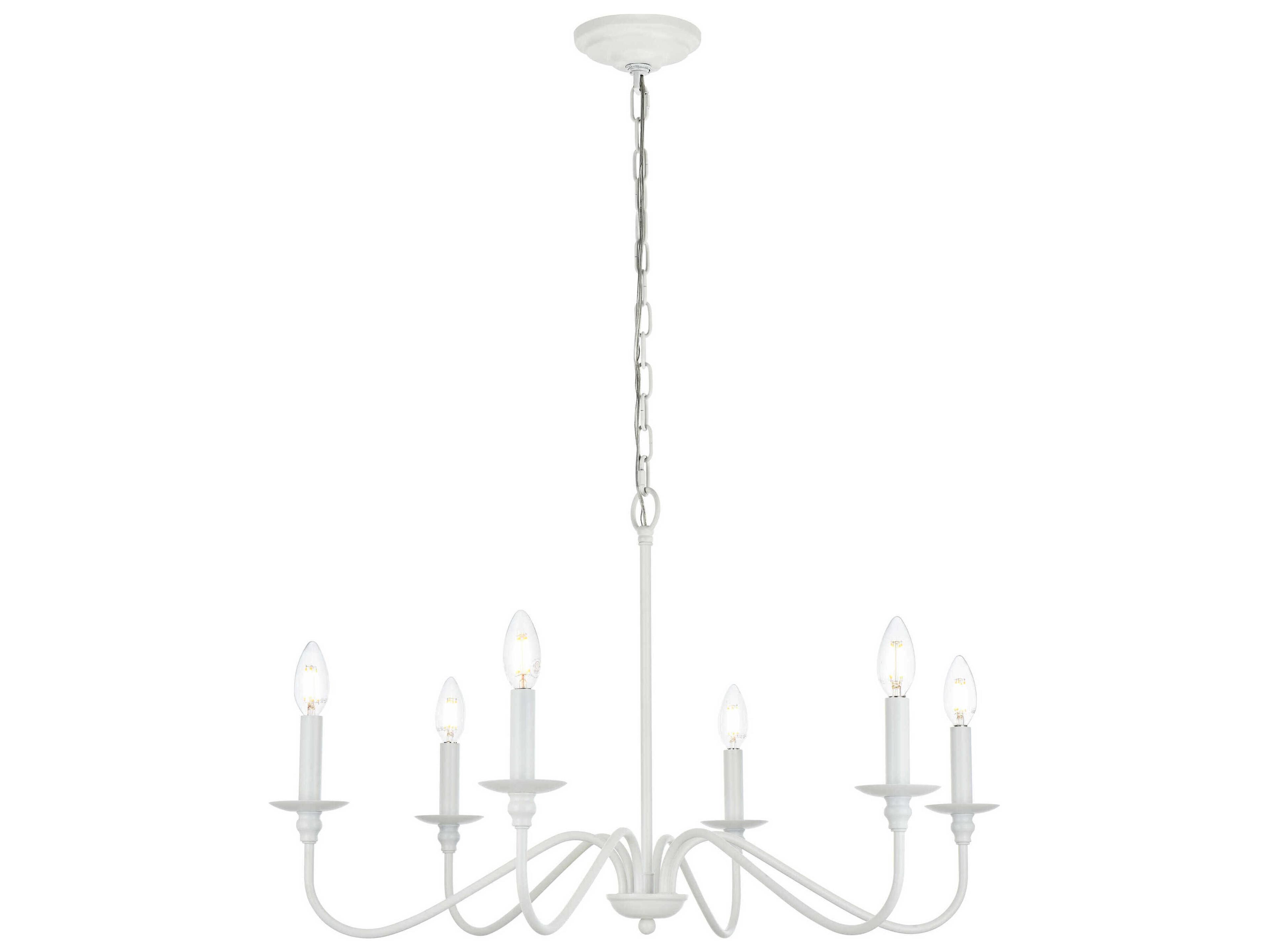 Elegant Lighting Rohan 6-Light White Candelabra Chandelier