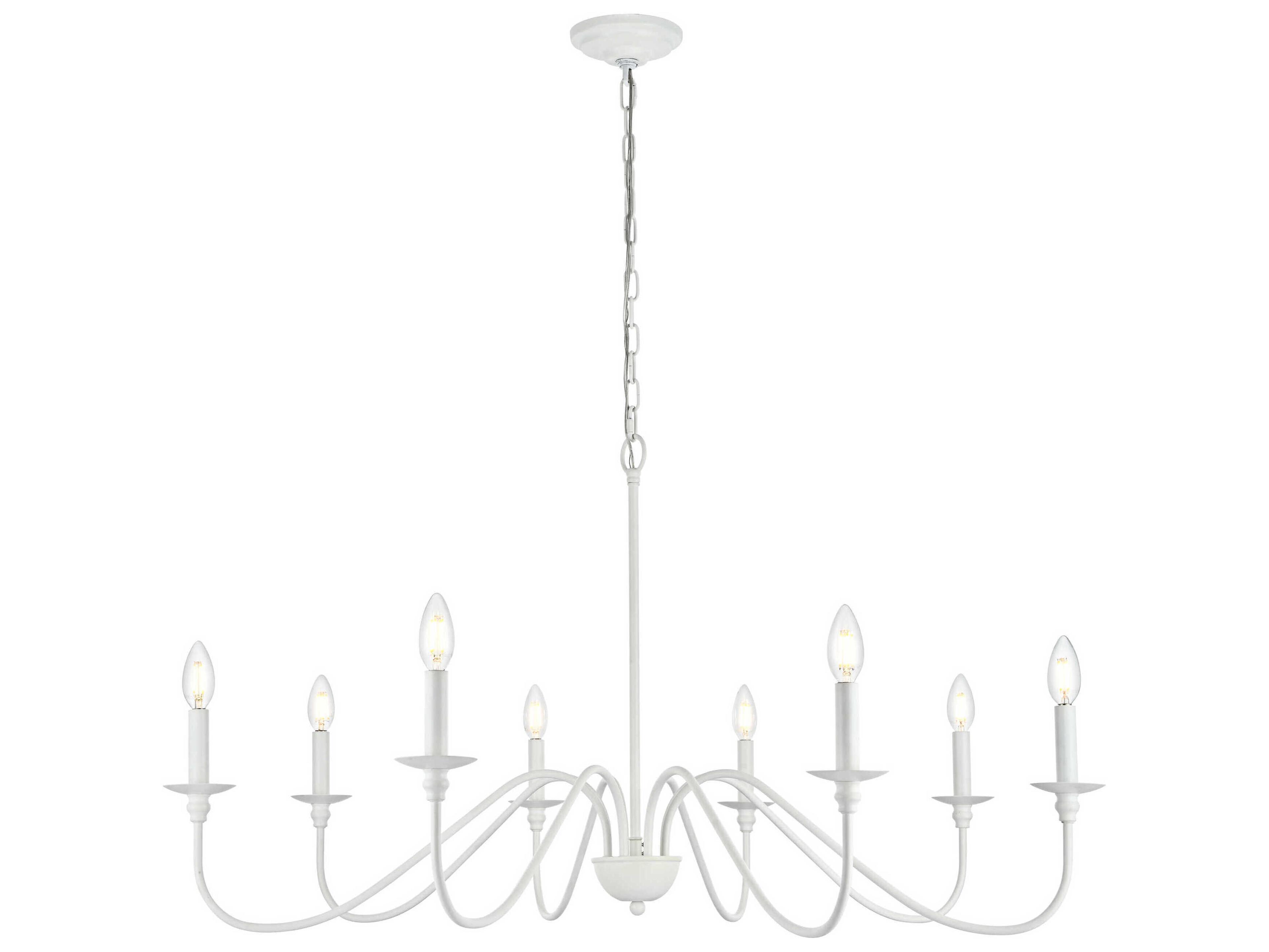 Elegant Lighting Rohan 8-Light White Candelabra Chandelier